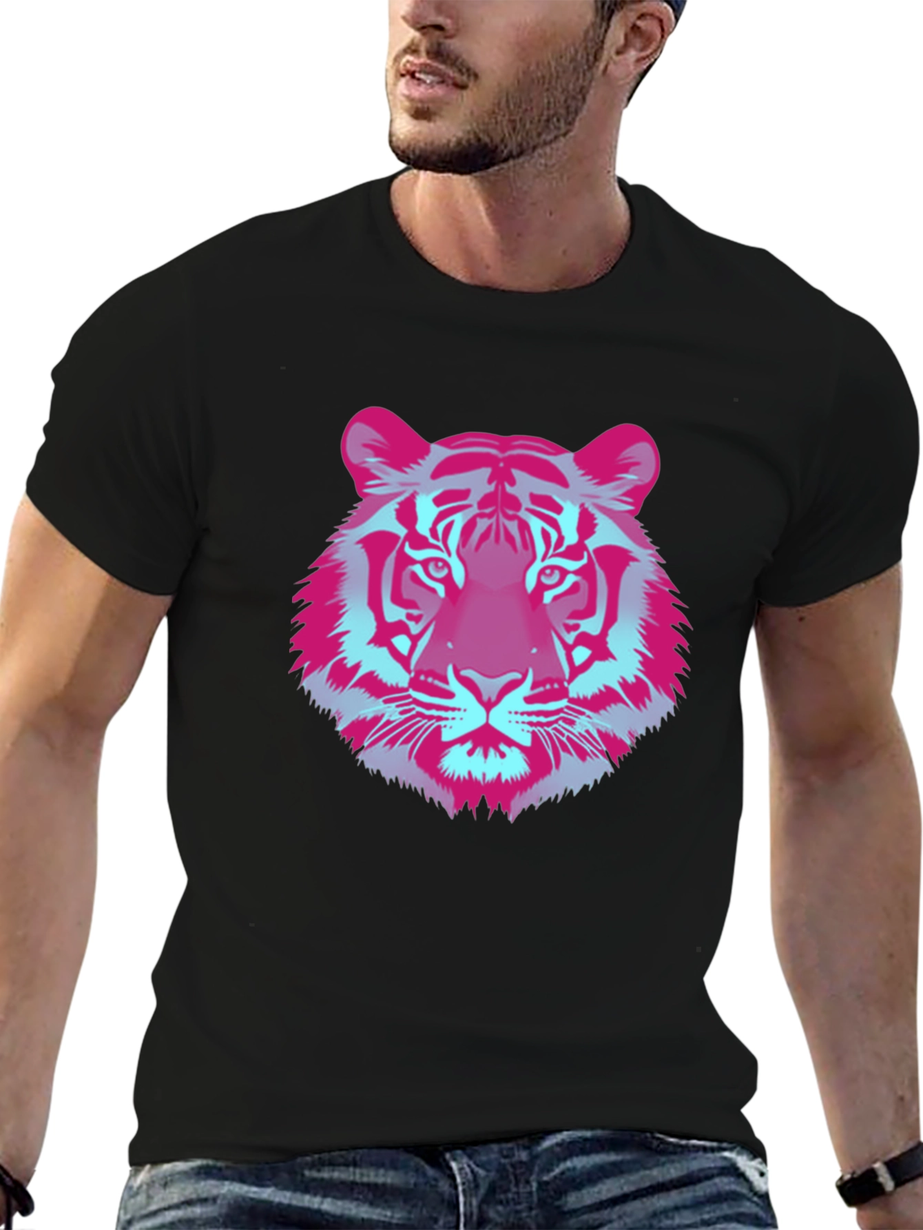 Vaporwave Tiger Graphic Tee - Cool Retro Style