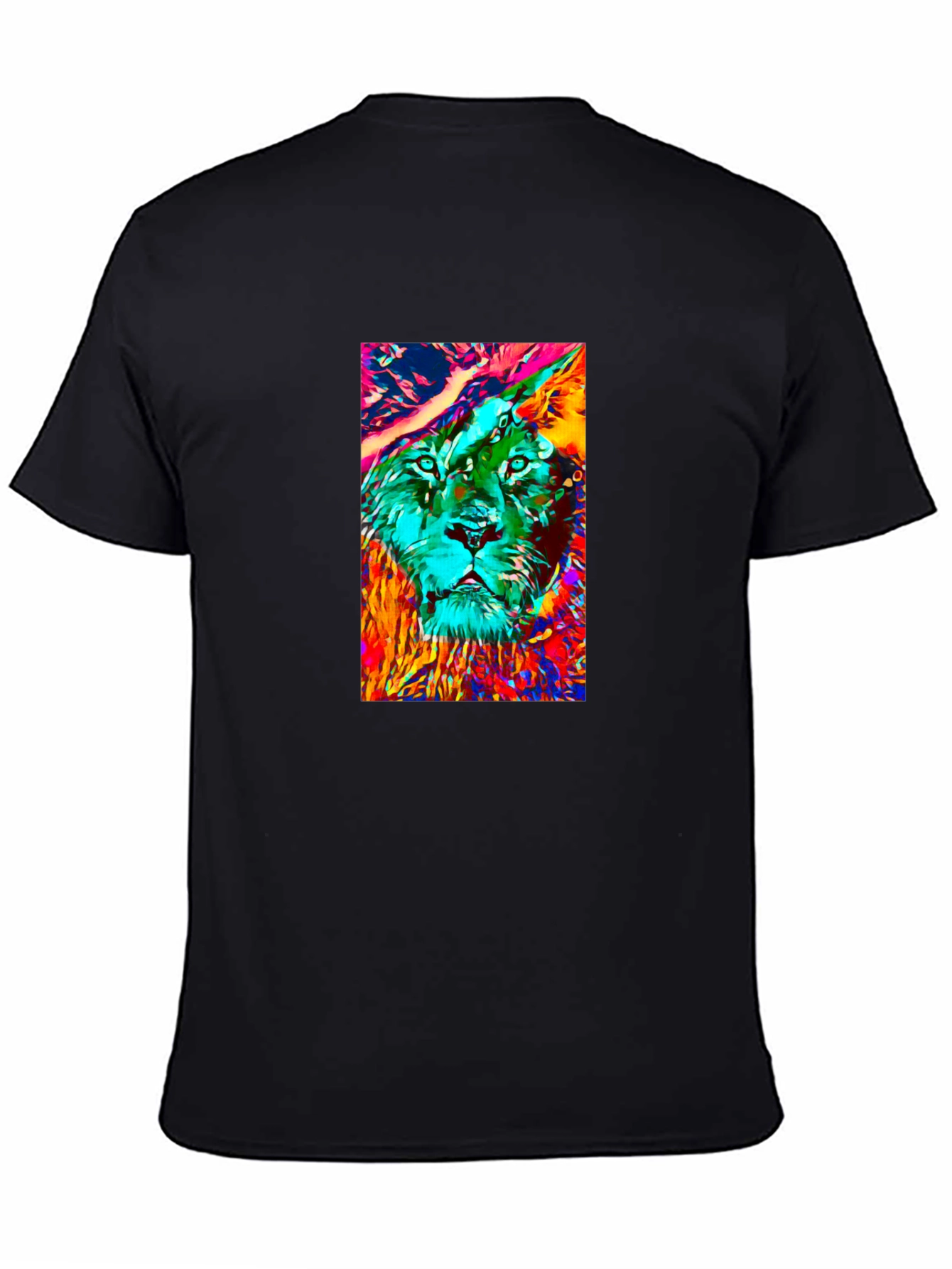 Abstract Lion Graphic Black T-Shirt
