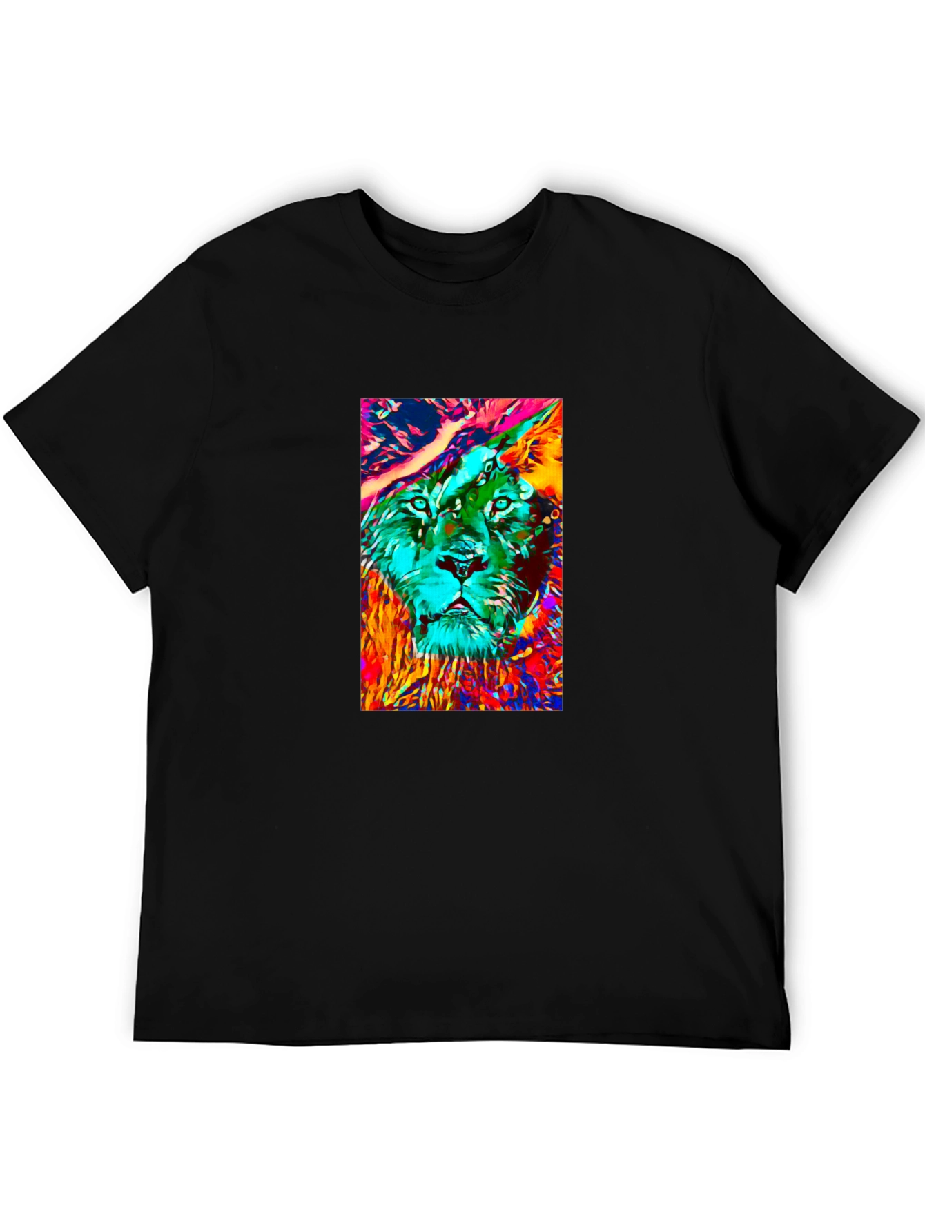 Abstract Lion Graphic Black T-Shirt