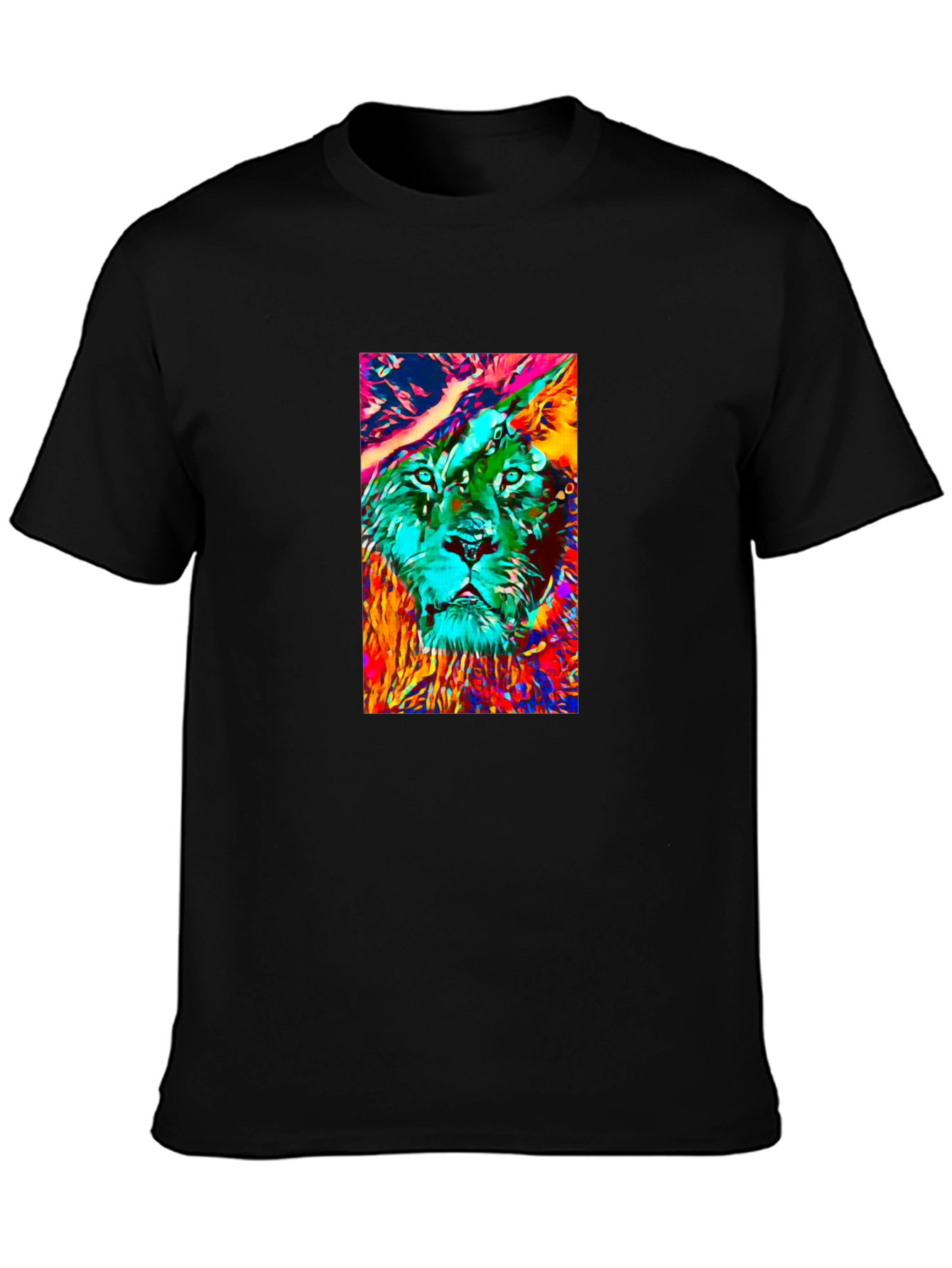 Abstract Lion Graphic Black T-Shirt
