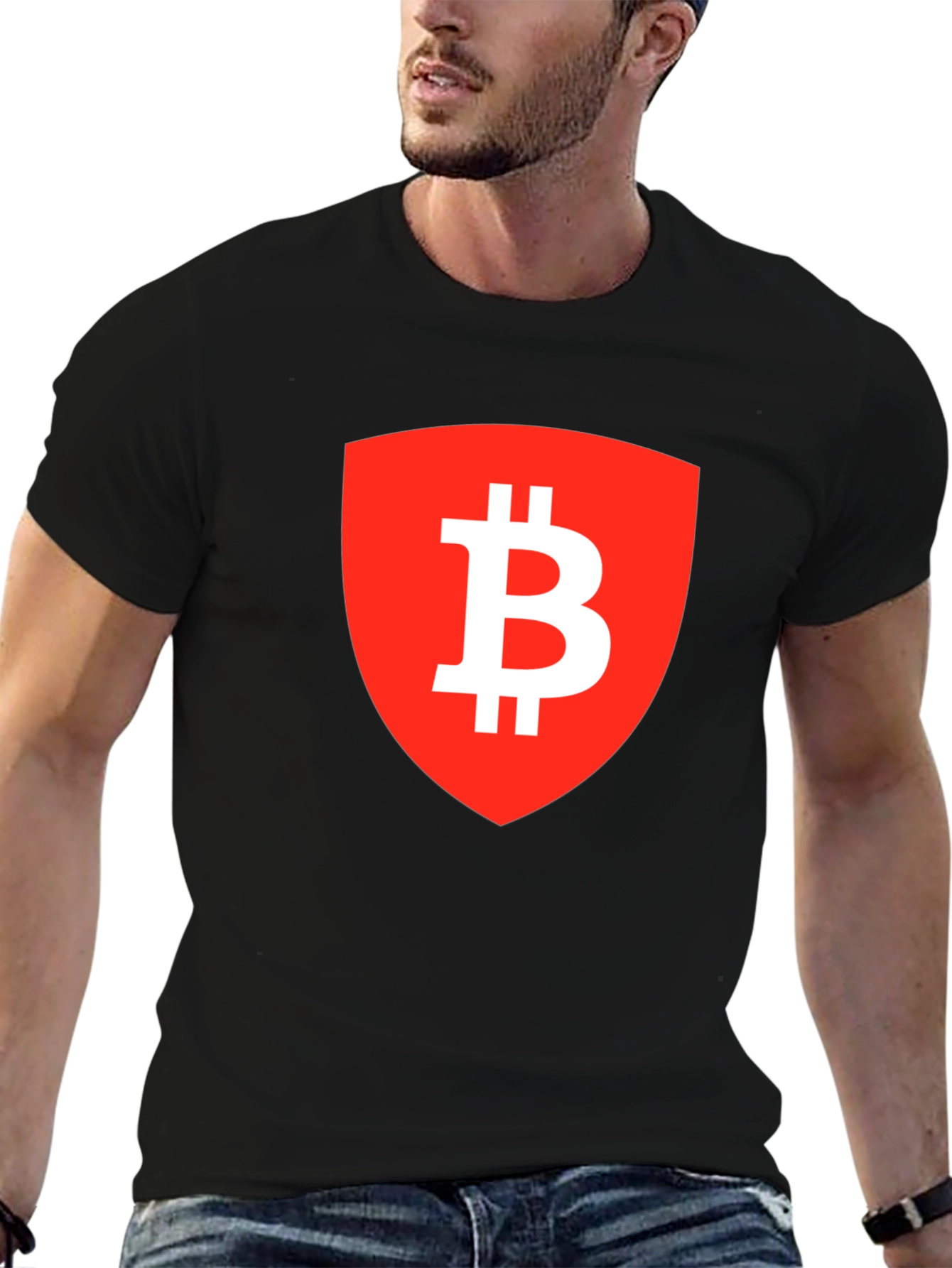 Bitcoin Shield Graphic Tee - Crypto Enthusiast T-Shirt