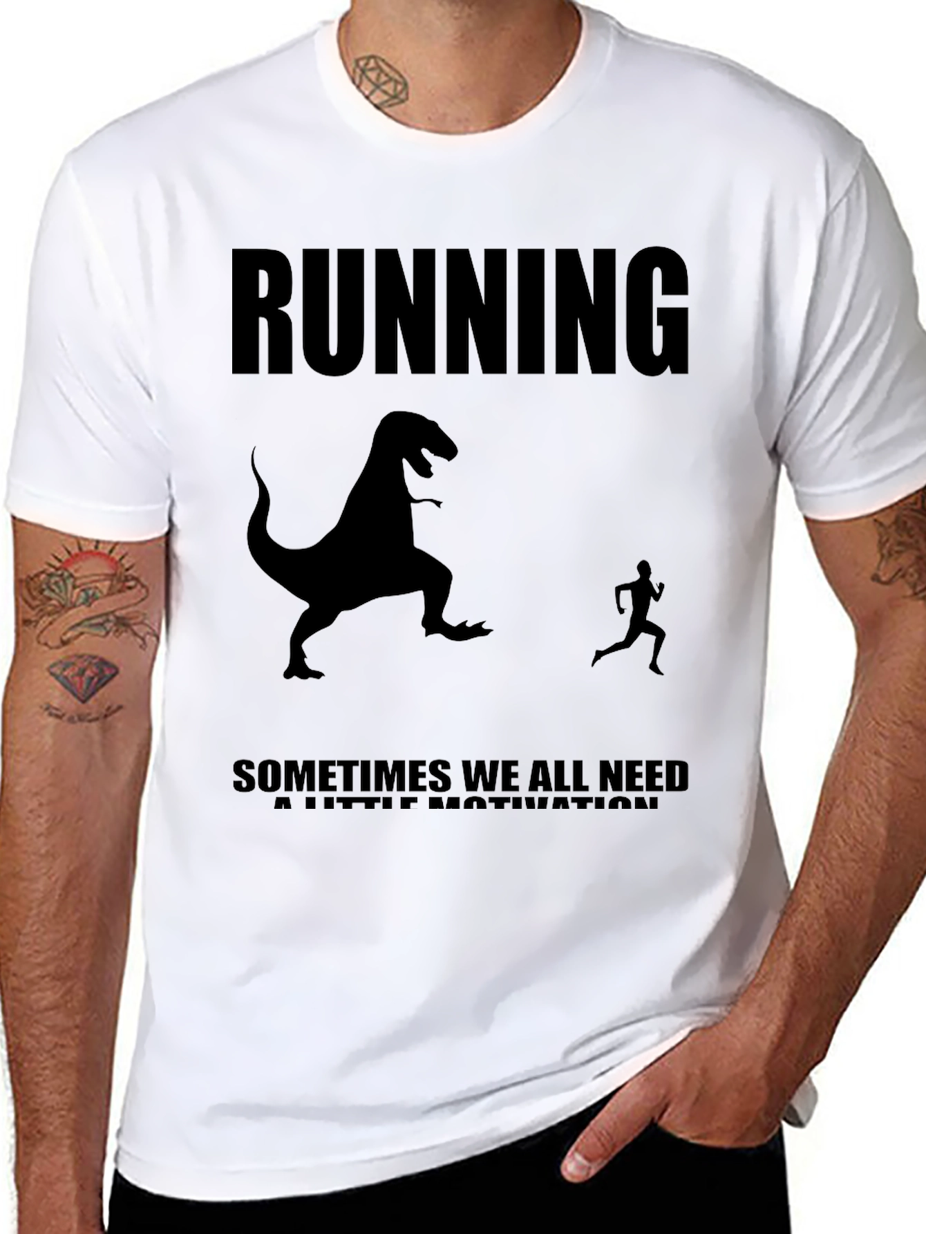 Running Motivation T-Shirt - Dinosaur Chase Graphic Tee