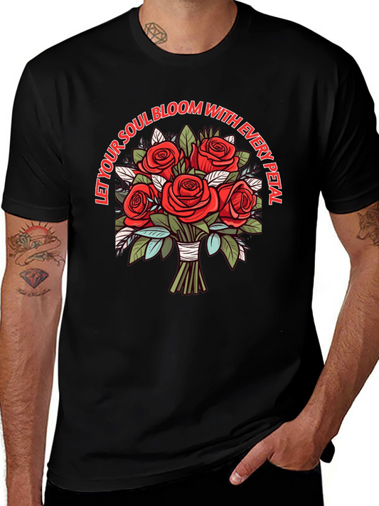 Floral Soul Bloom Tee - Artistic Rose Bouquet Design