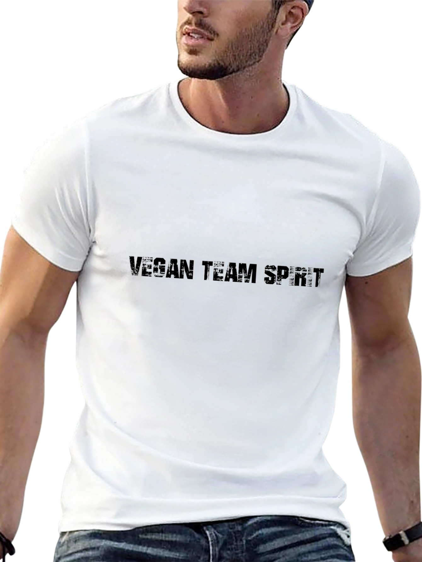 Vegan Team Spirit T-Shirt - Black Crew Neck Tee