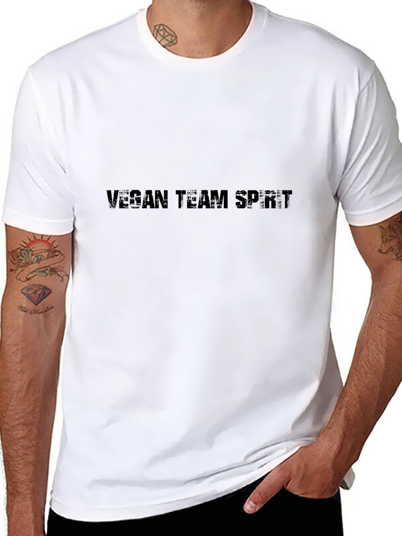 Vegan Team Spirit T-Shirt - Black Crew Neck Tee