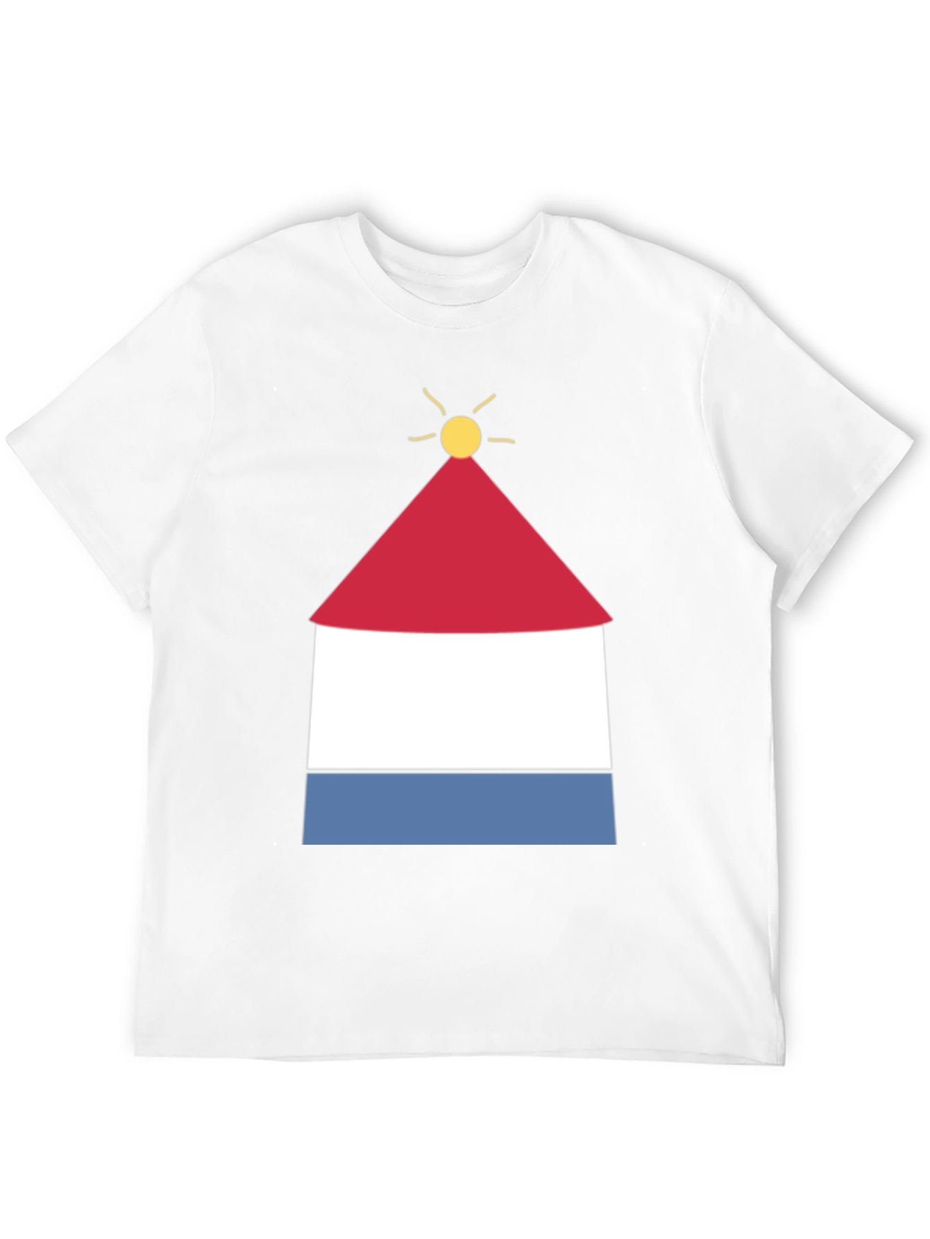 Graphic Tee with Abstract Lighthouse Design - Black