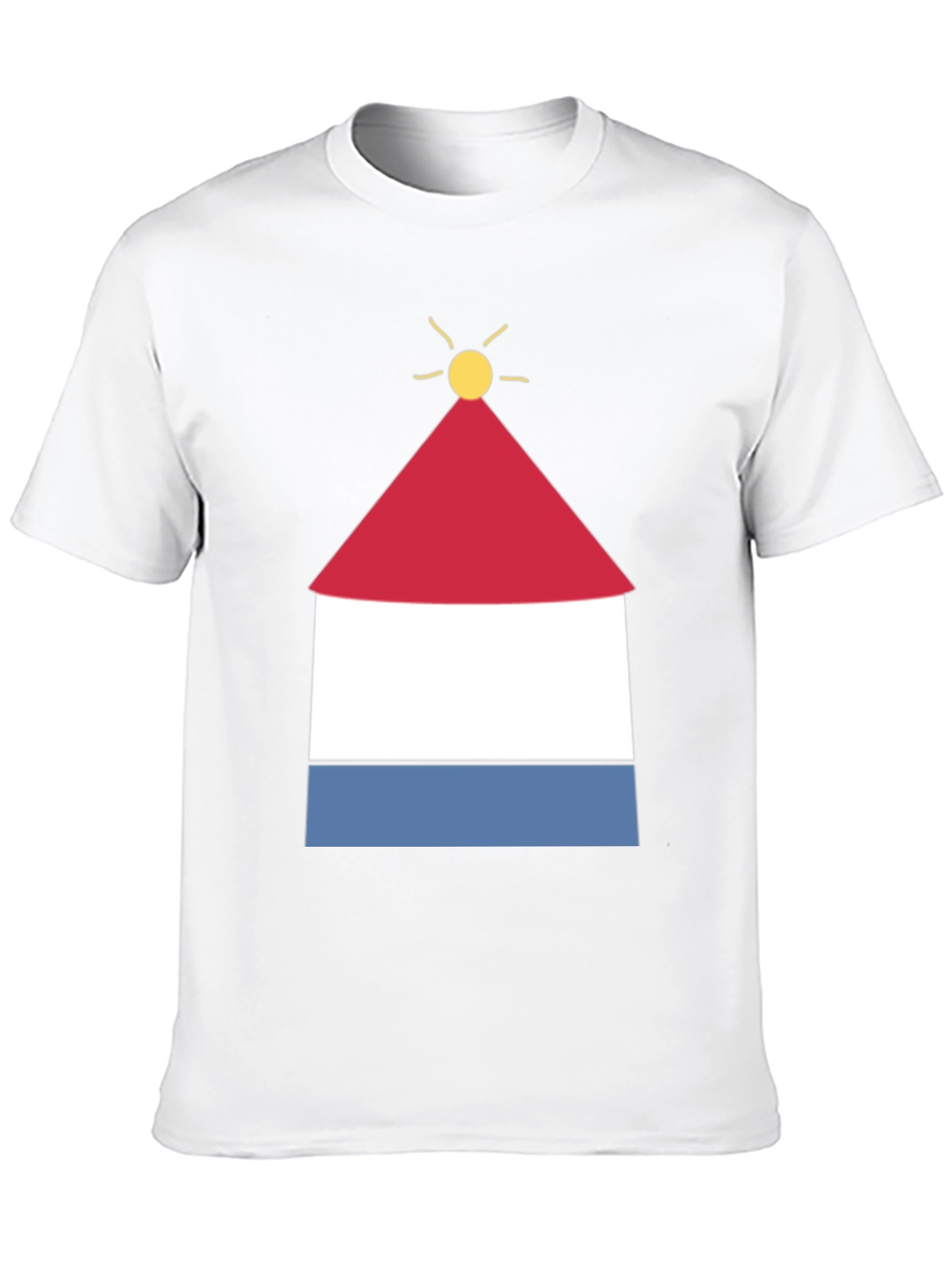 Graphic Tee with Abstract Lighthouse Design - Black