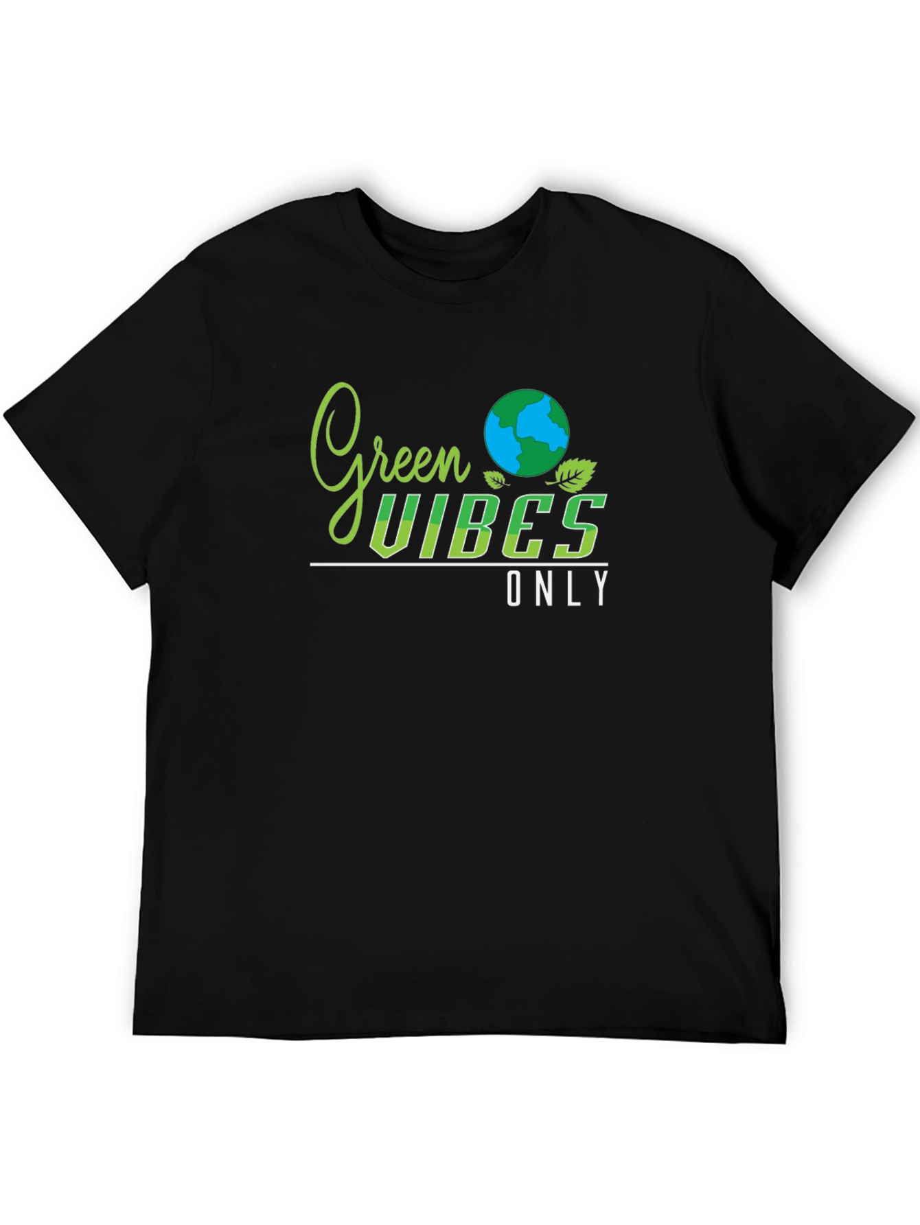 Green Vibes Only Black T-Shirt