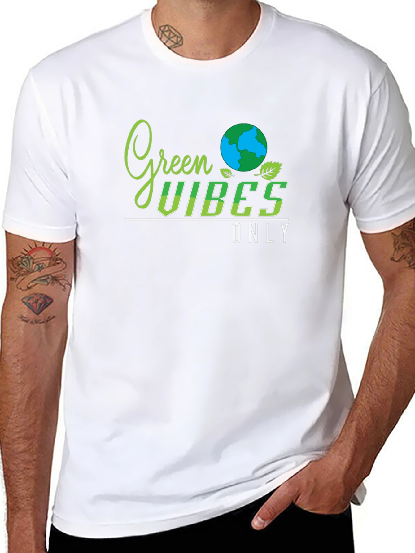Green Vibes Only Black T-Shirt