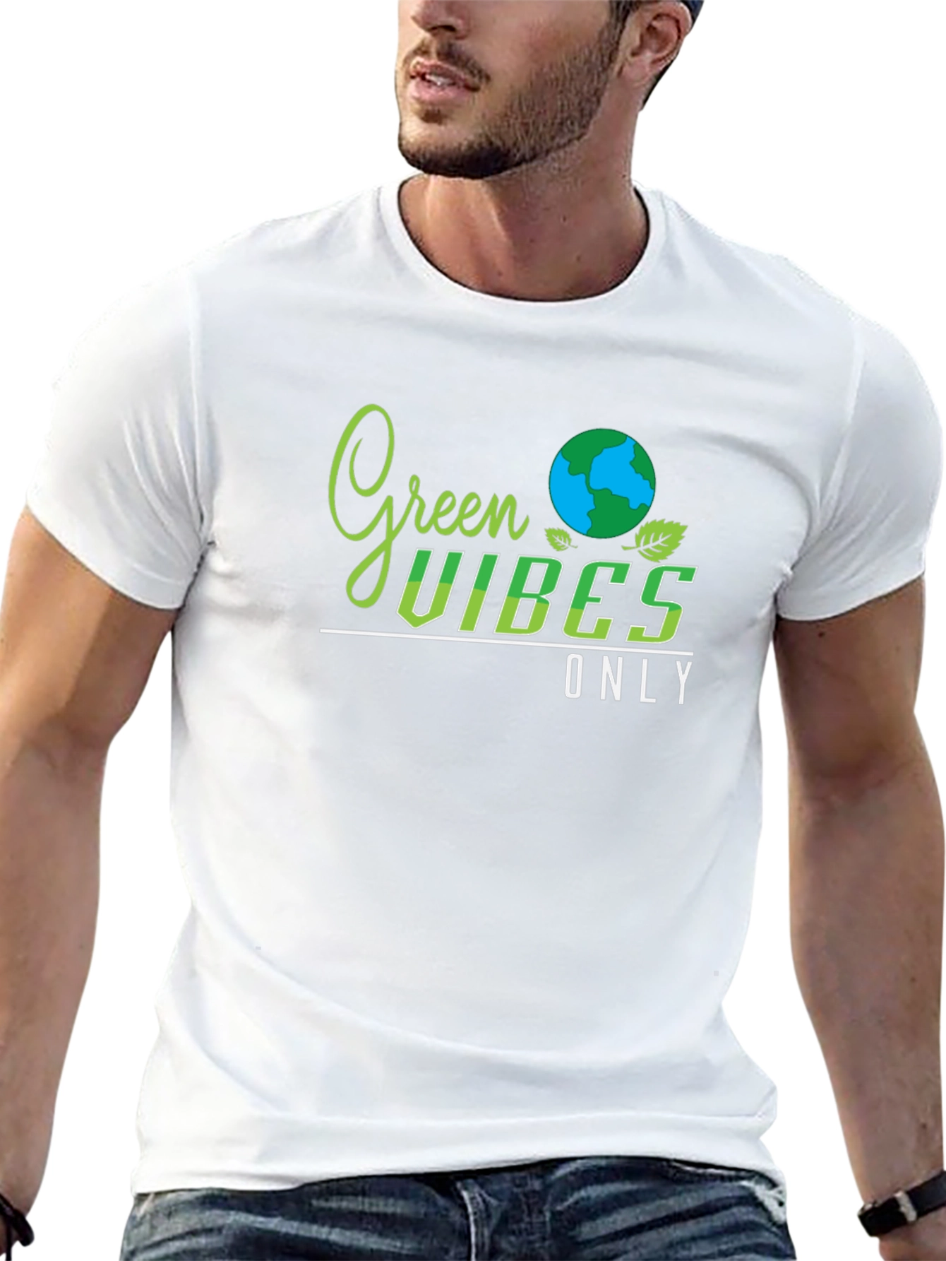 Green Vibes Only Black T-Shirt