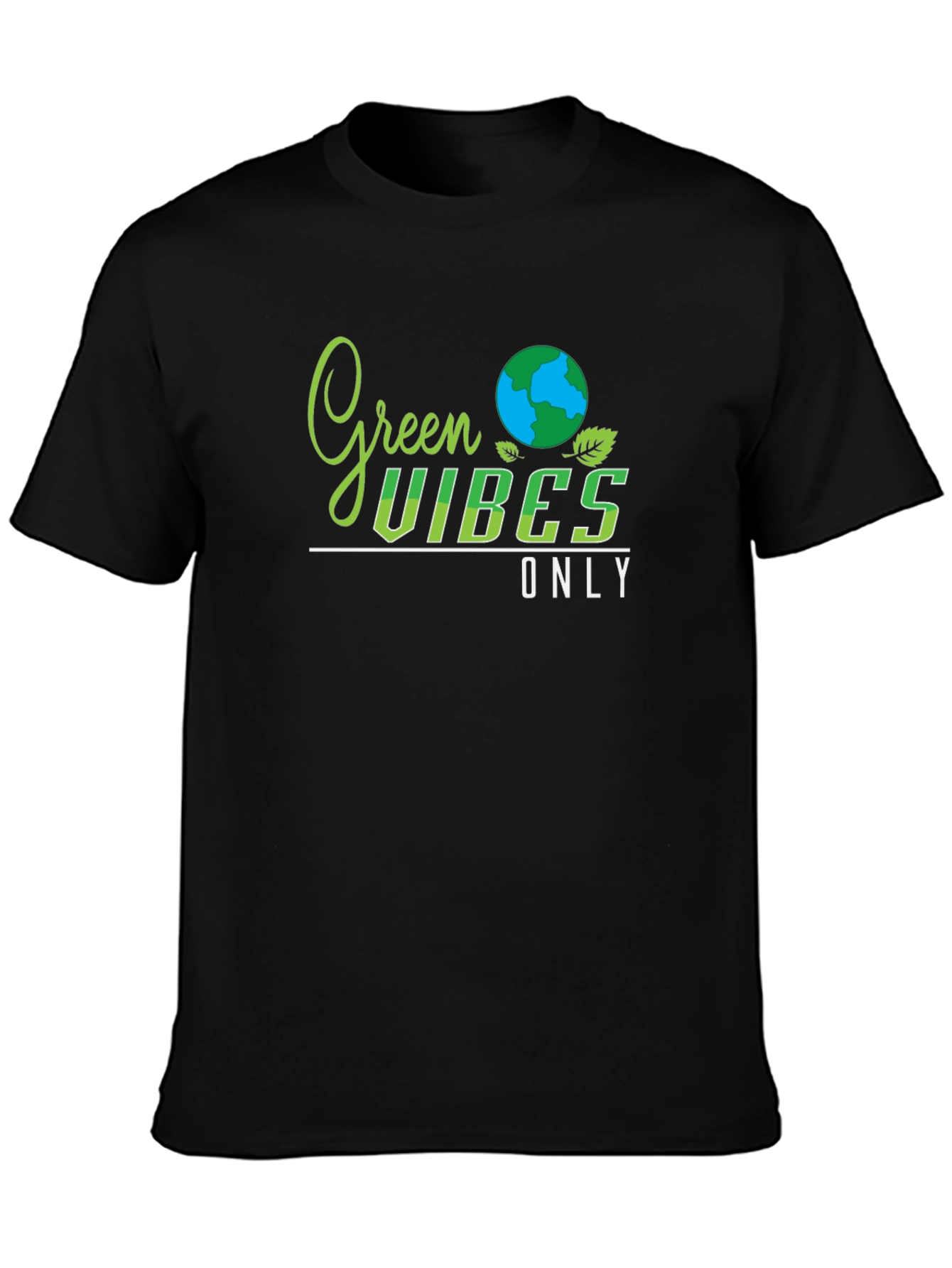 Green Vibes Only Black T-Shirt