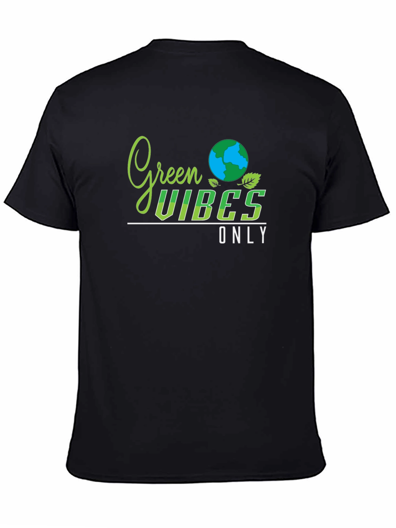 Green Vibes Only Black T-Shirt