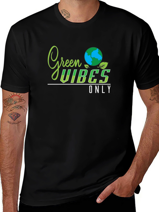 Green Vibes Only Black T-Shirt