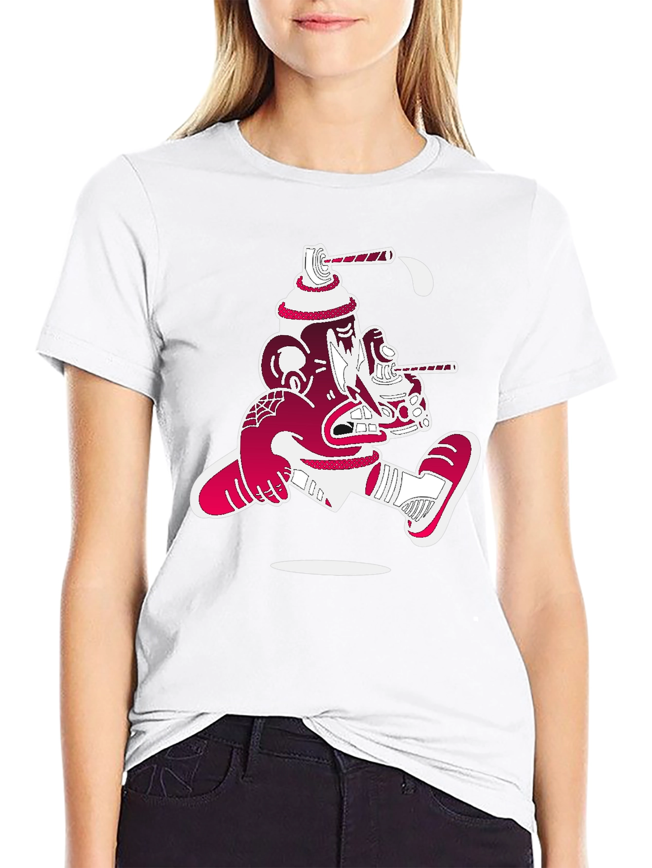 Mens Black T-Shirt with Graffiti Spray Can Art