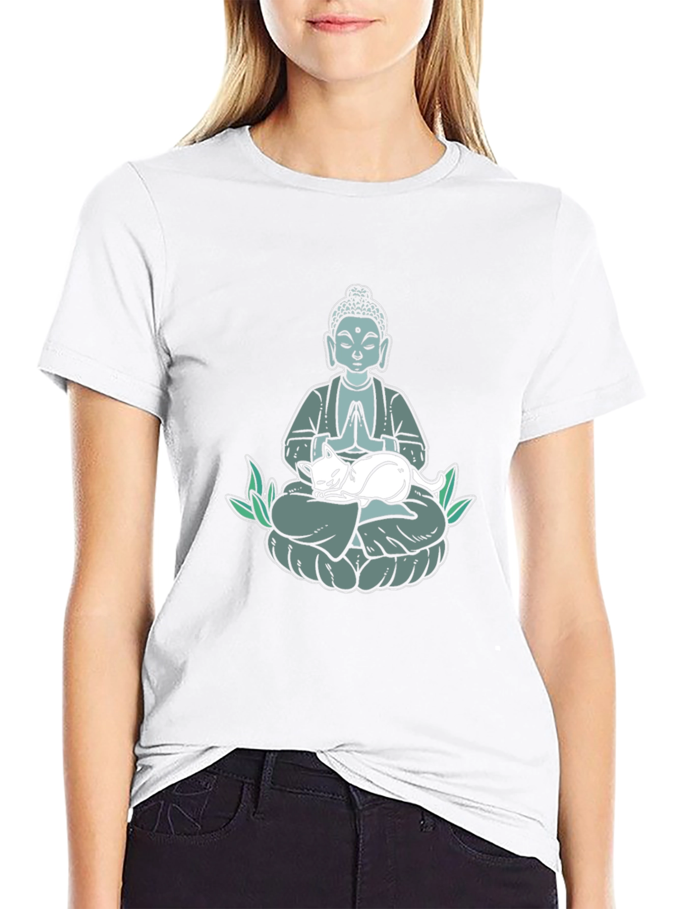 Buddha Cat Nap T-Shirt - Meditating Zen Design