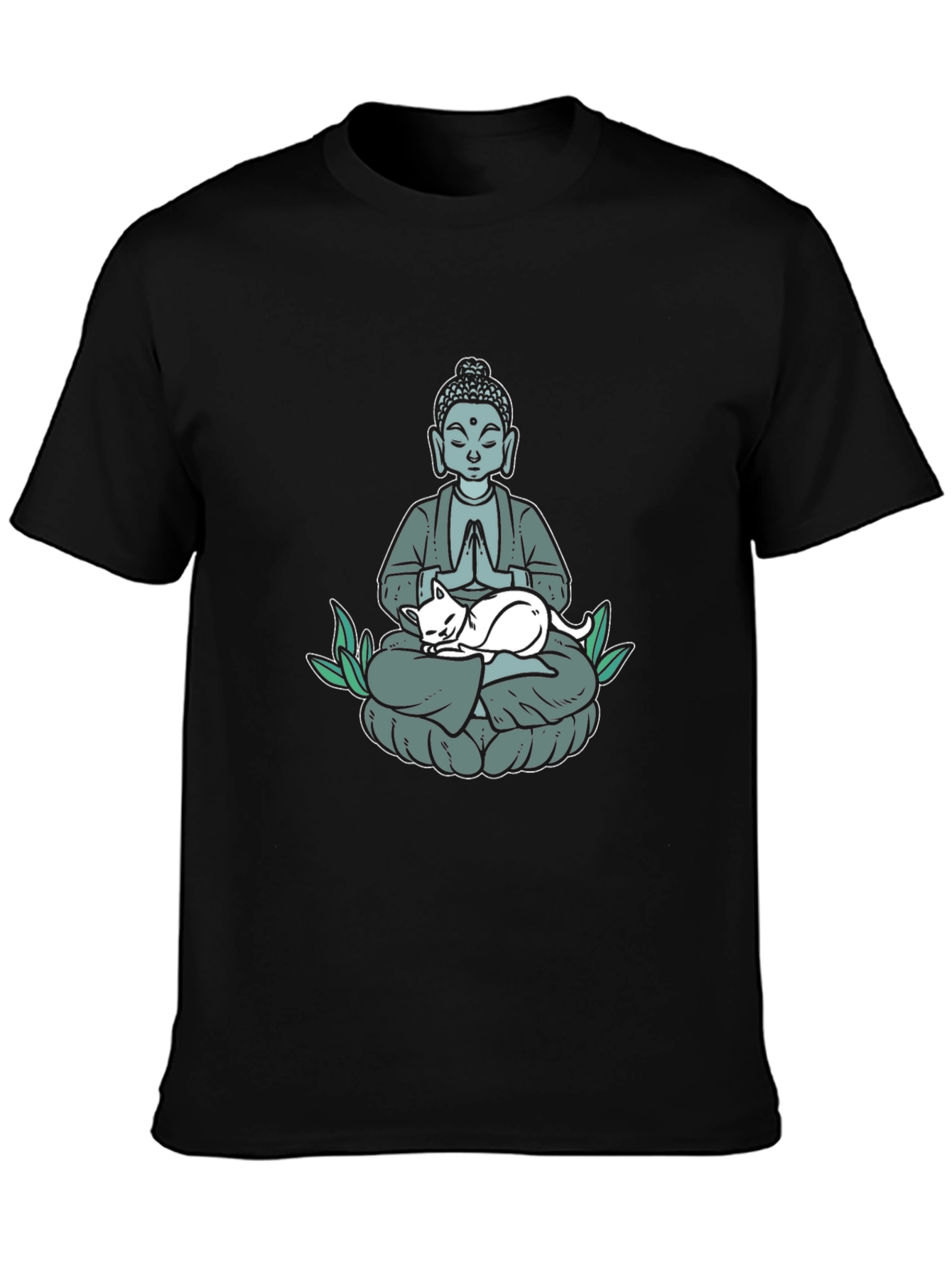 Buddha Cat Nap T-Shirt - Meditating Zen Design