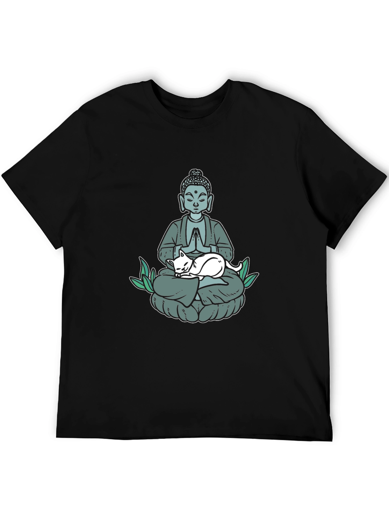 Buddha Cat Nap T-Shirt - Meditating Zen Design