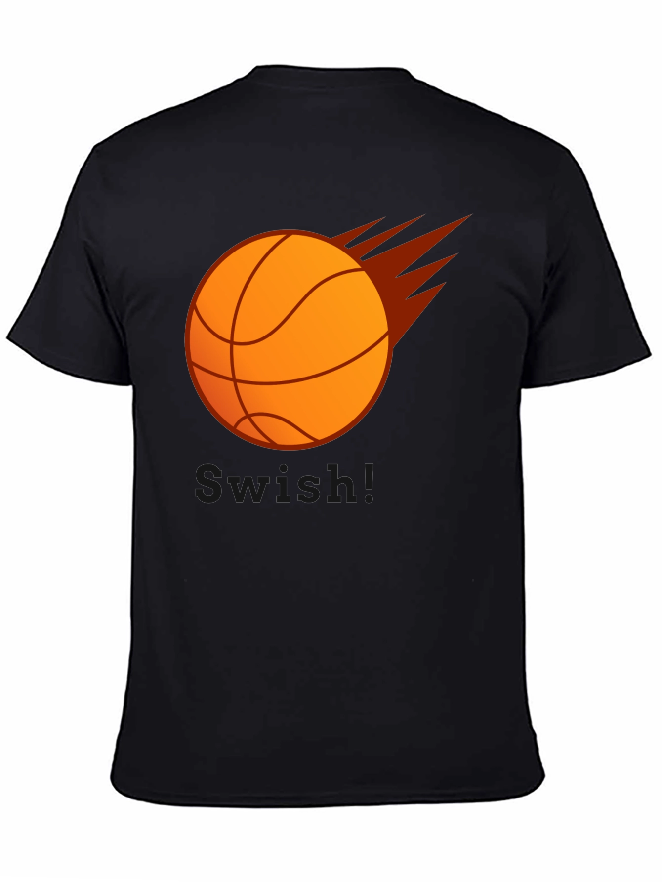 Basketball Flames Graphic Tee - Black Cotton T-Shirt