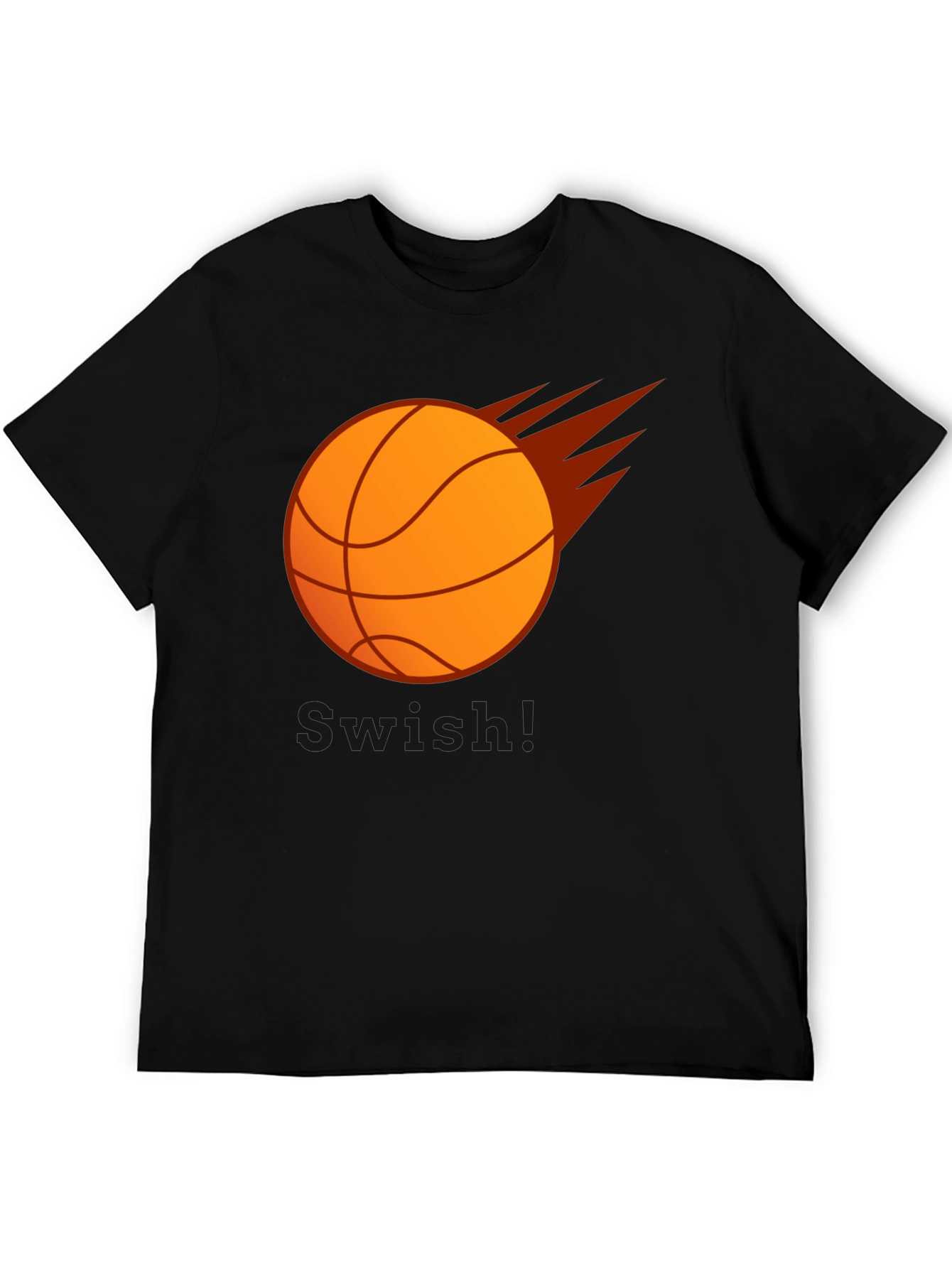 Basketball Flames Graphic Tee - Black Cotton T-Shirt