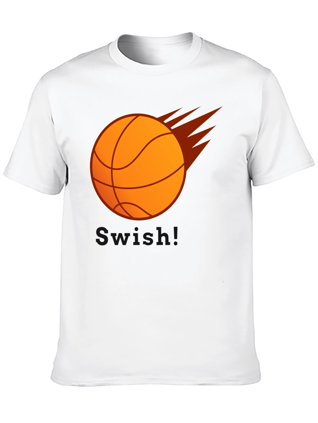 Basketball Flames Graphic Tee - Black Cotton T-Shirt