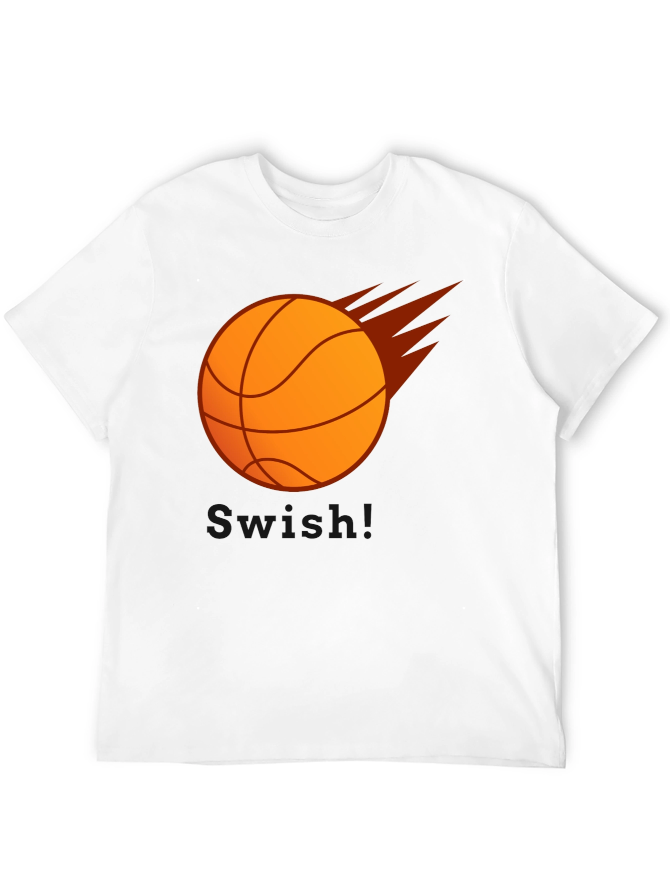 Basketball Flames Graphic Tee - Black Cotton T-Shirt