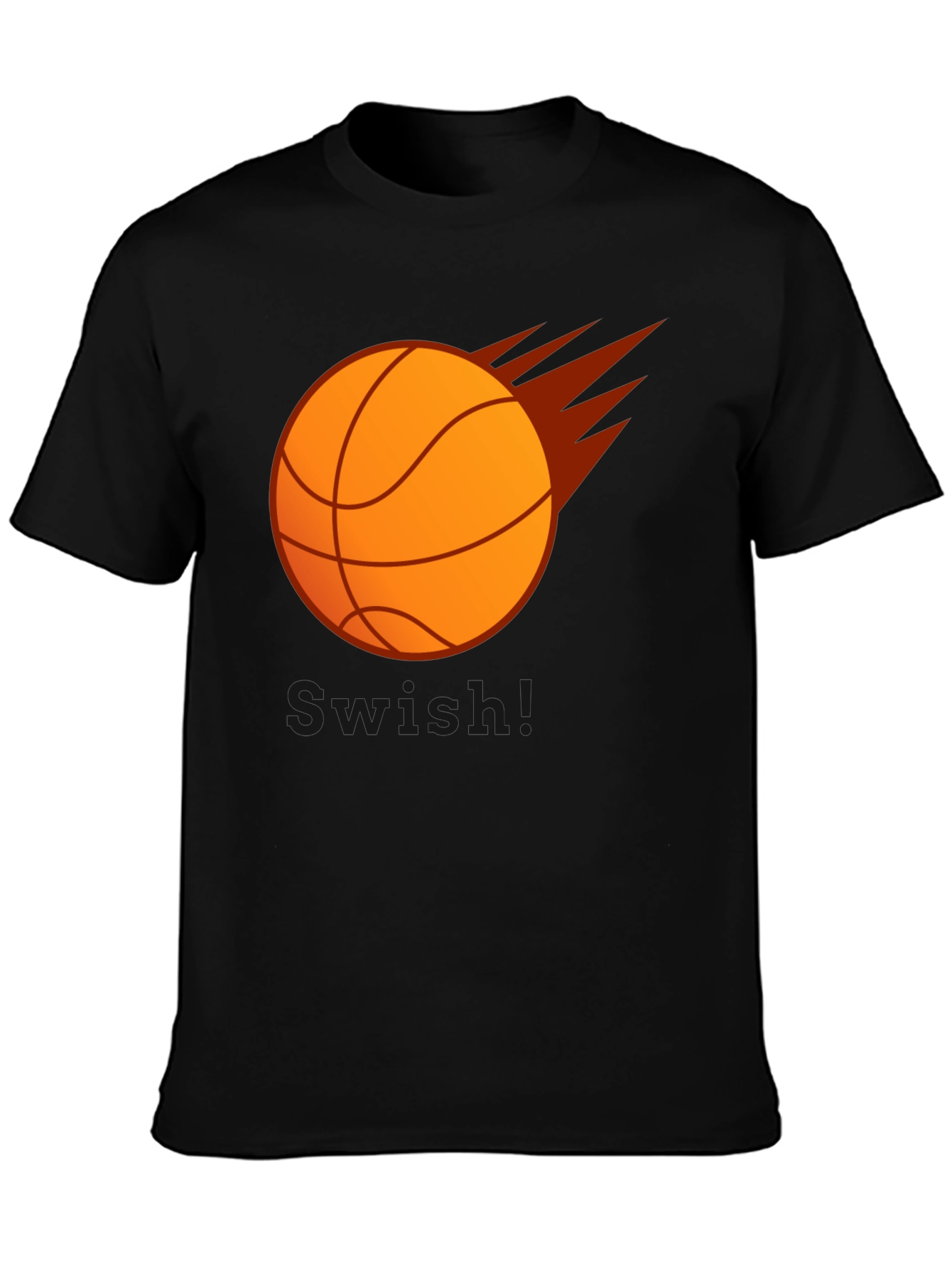 Basketball Flames Graphic Tee - Black Cotton T-Shirt
