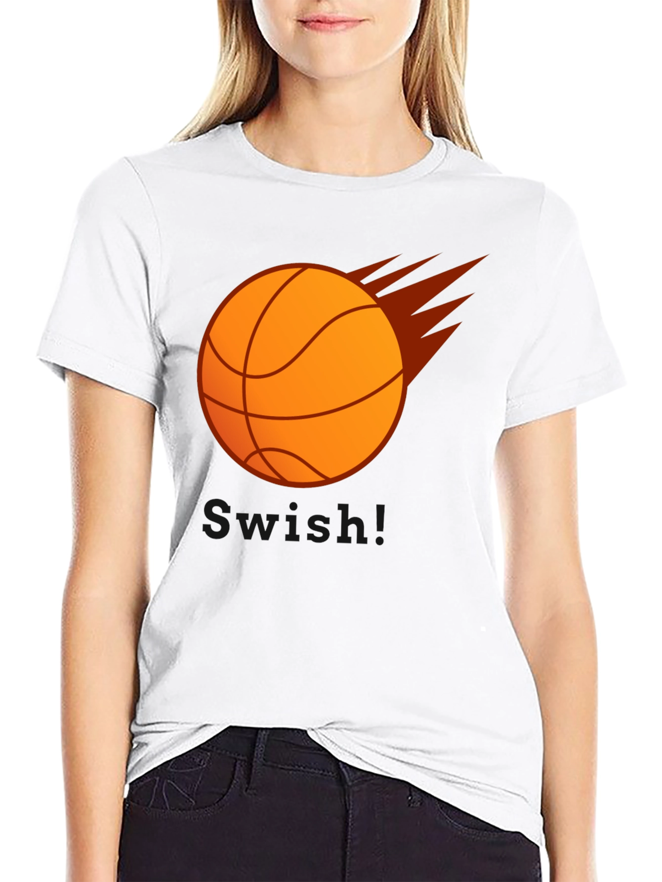 Basketball Flames Graphic Tee - Black Cotton T-Shirt