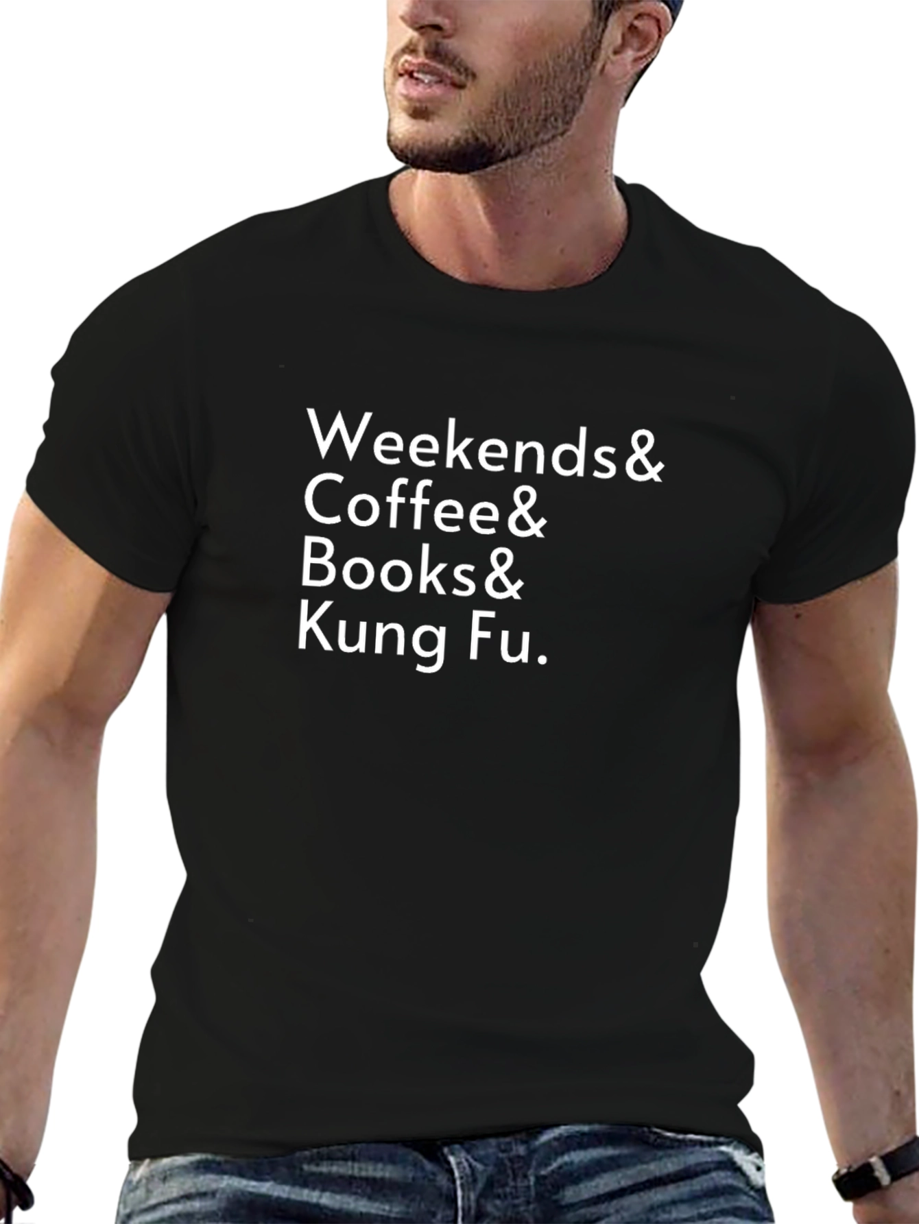 Weekends Coffee Books Kung Fu Black Graphic Tee