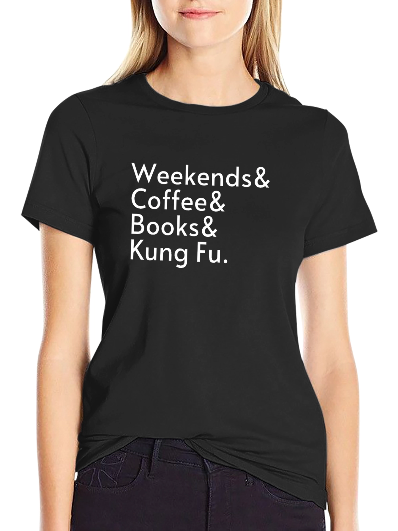 Weekends Coffee Books Kung Fu Black Graphic Tee