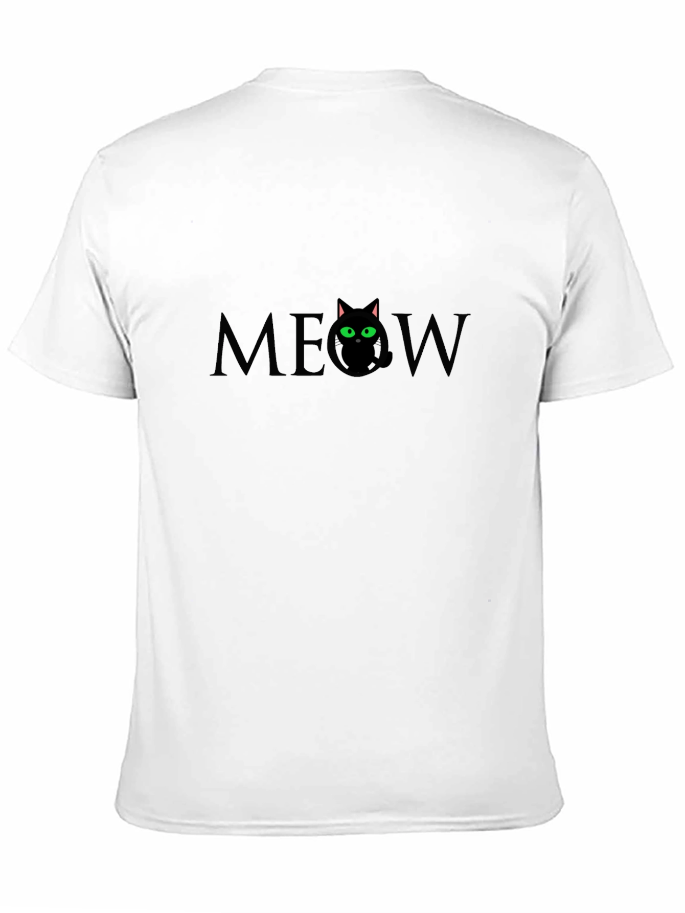 Meow Cat Graphic T-Shirt - Black Cotton Tee