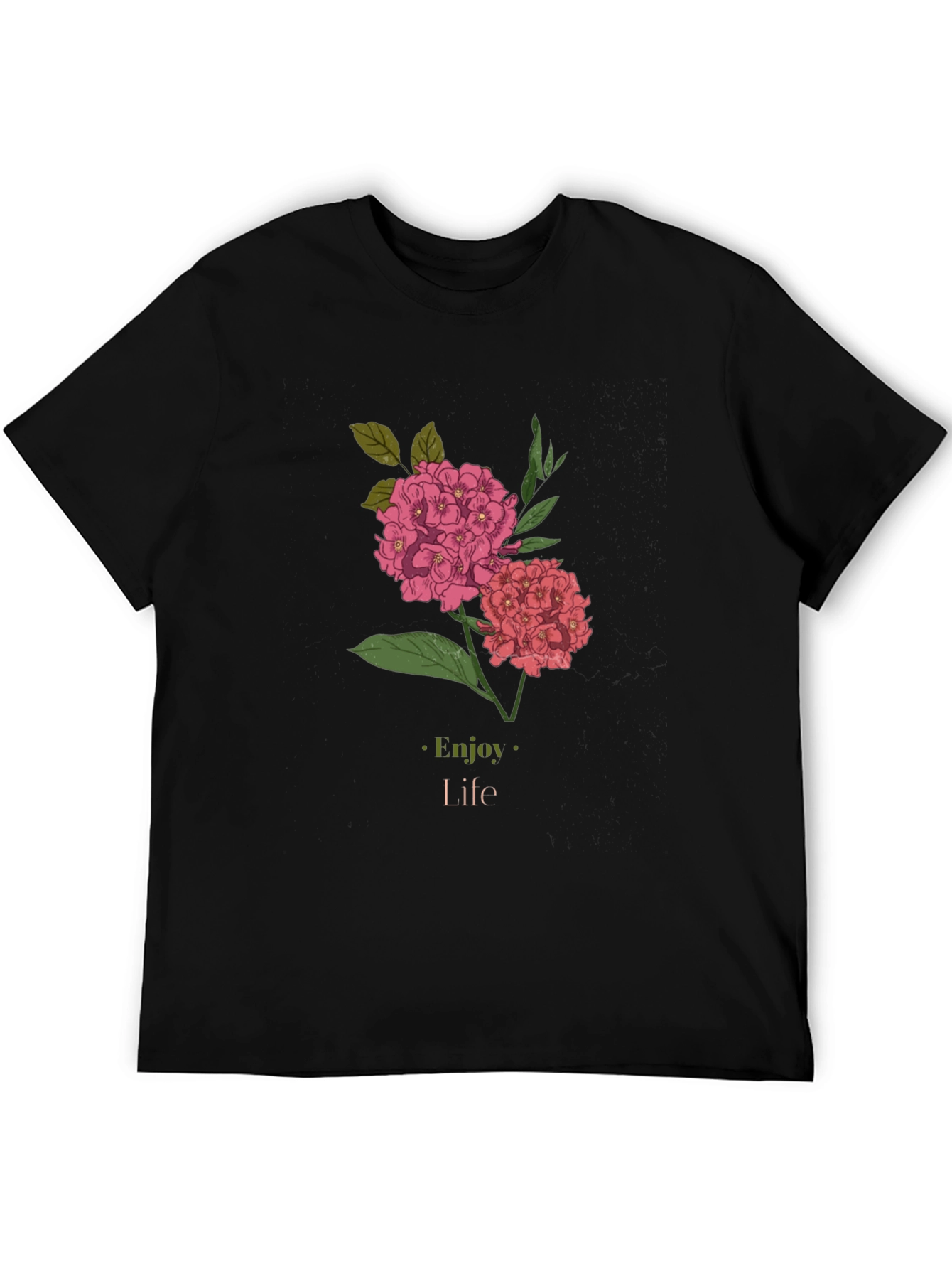 Enjoy Life Floral Graphic Black T-Shirt