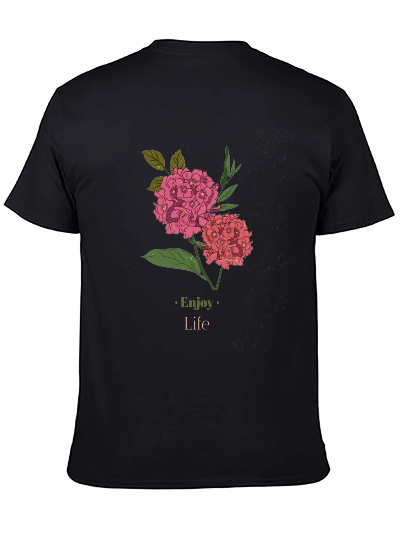 Enjoy Life Floral Graphic Black T-Shirt