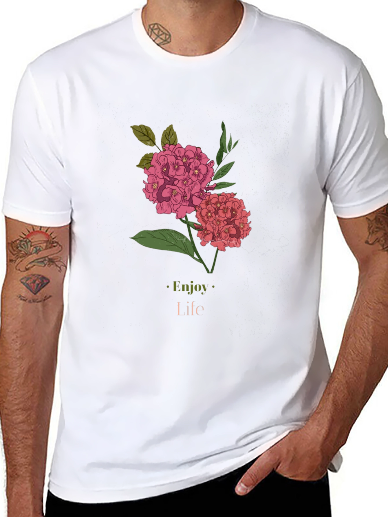 Enjoy Life Floral Graphic Black T-Shirt