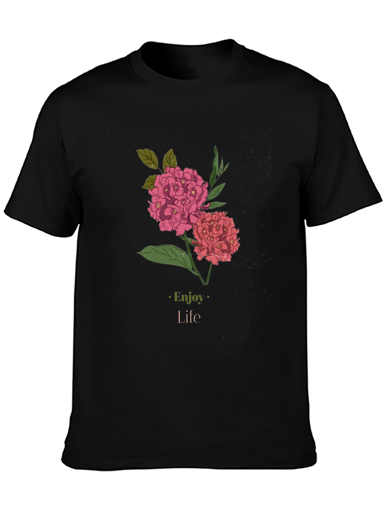 Enjoy Life Floral Graphic Black T-Shirt