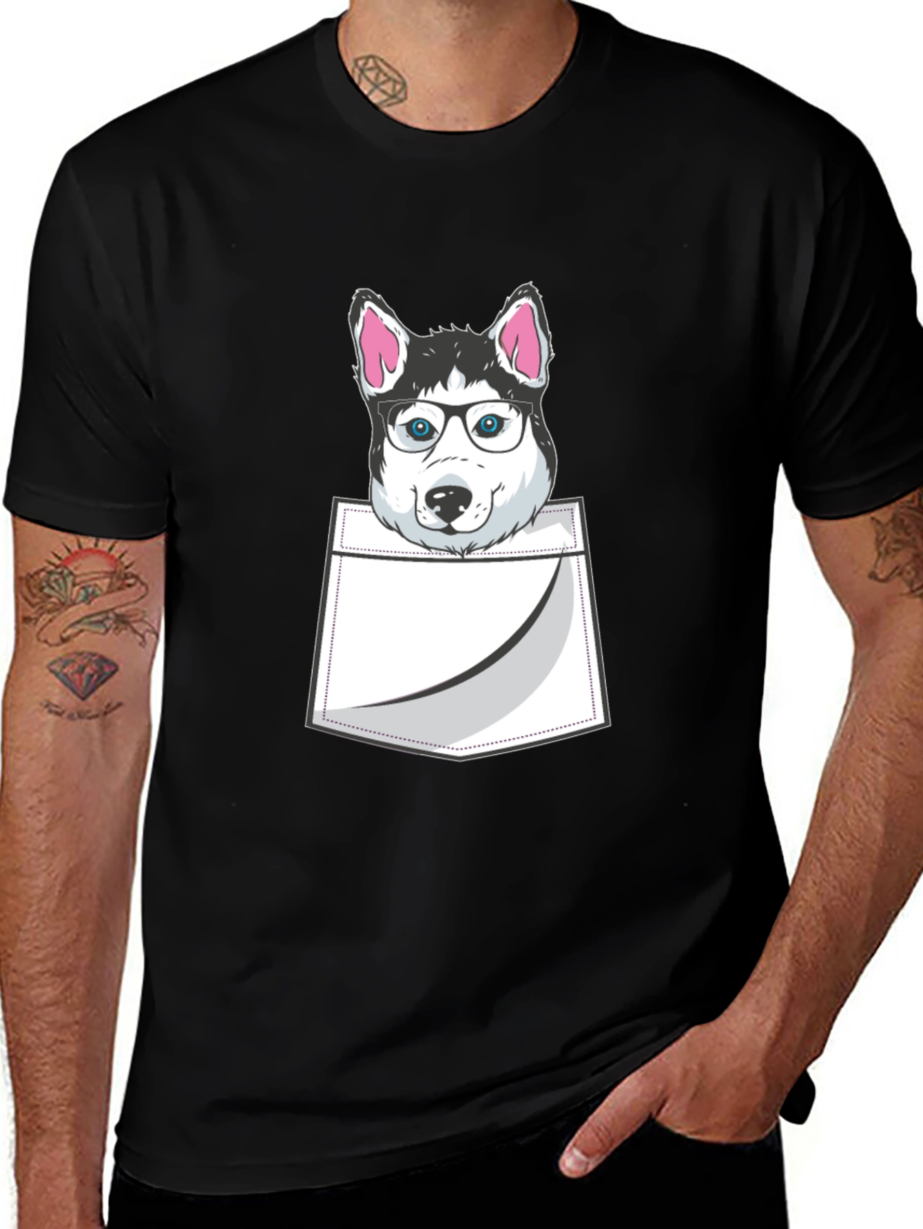 Husky Pocket T-Shirt - Dog Lover Tee