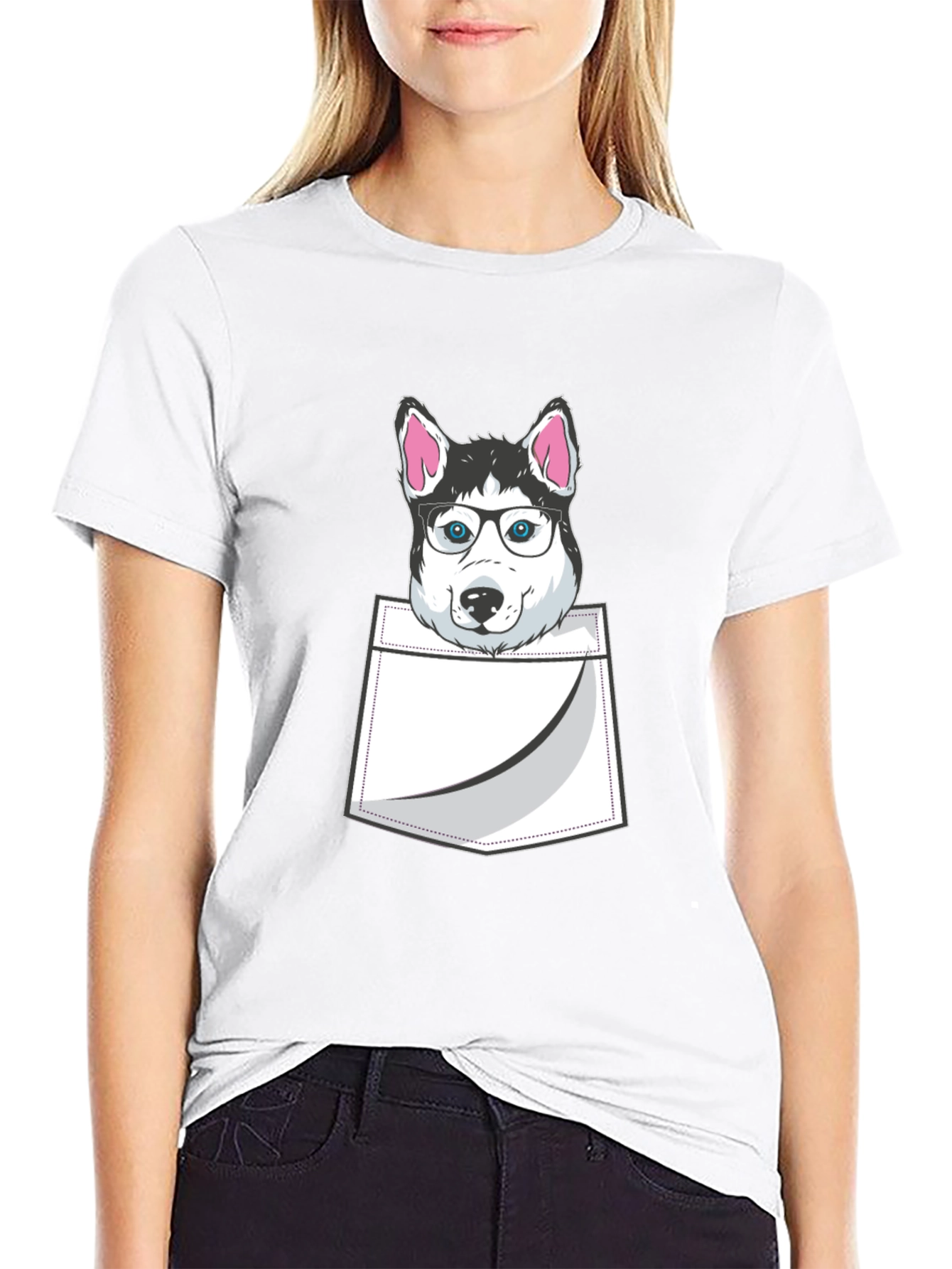 Husky Pocket T-Shirt - Dog Lover Tee