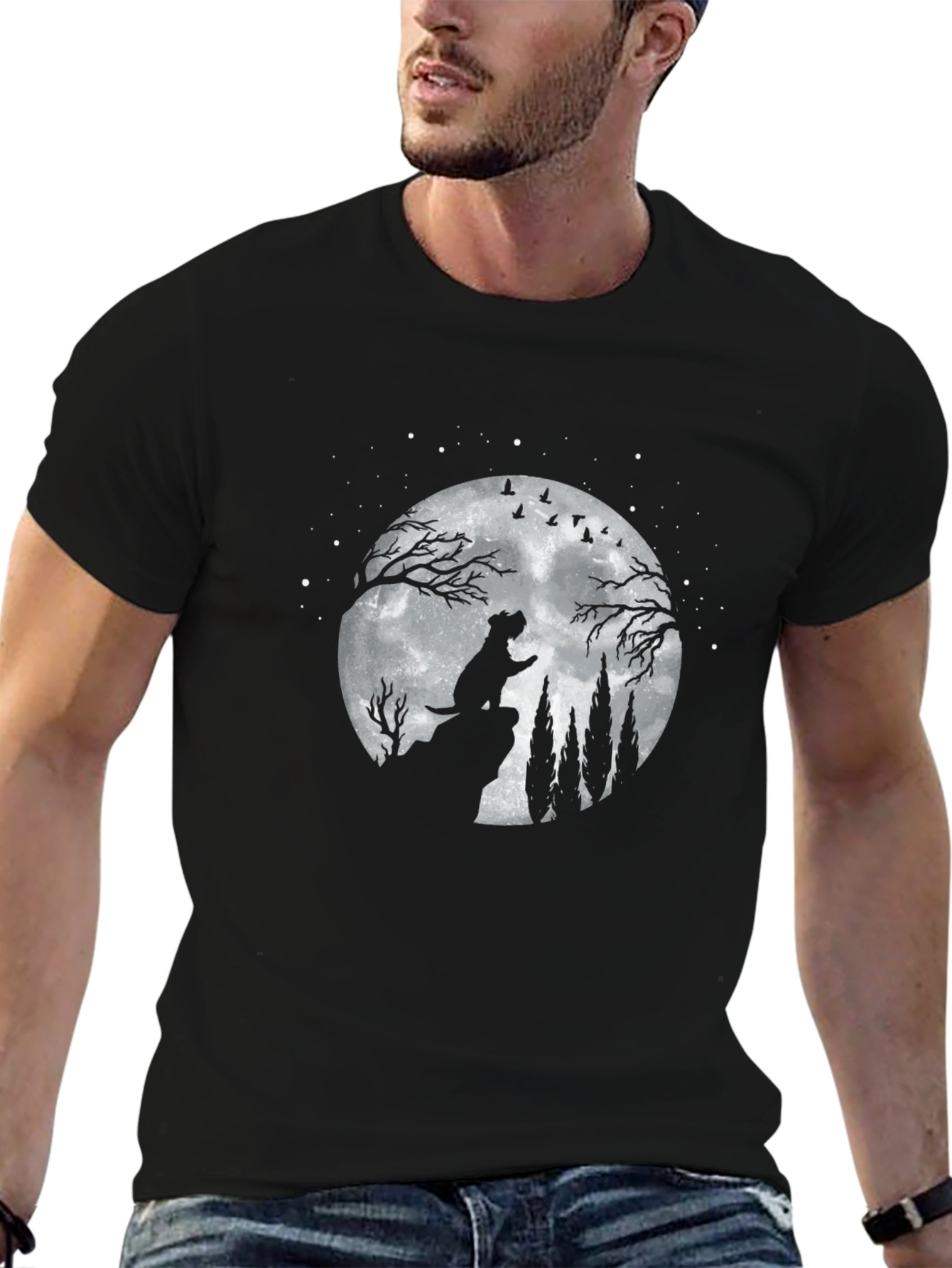 Dog Howling at Moon T-Shirt