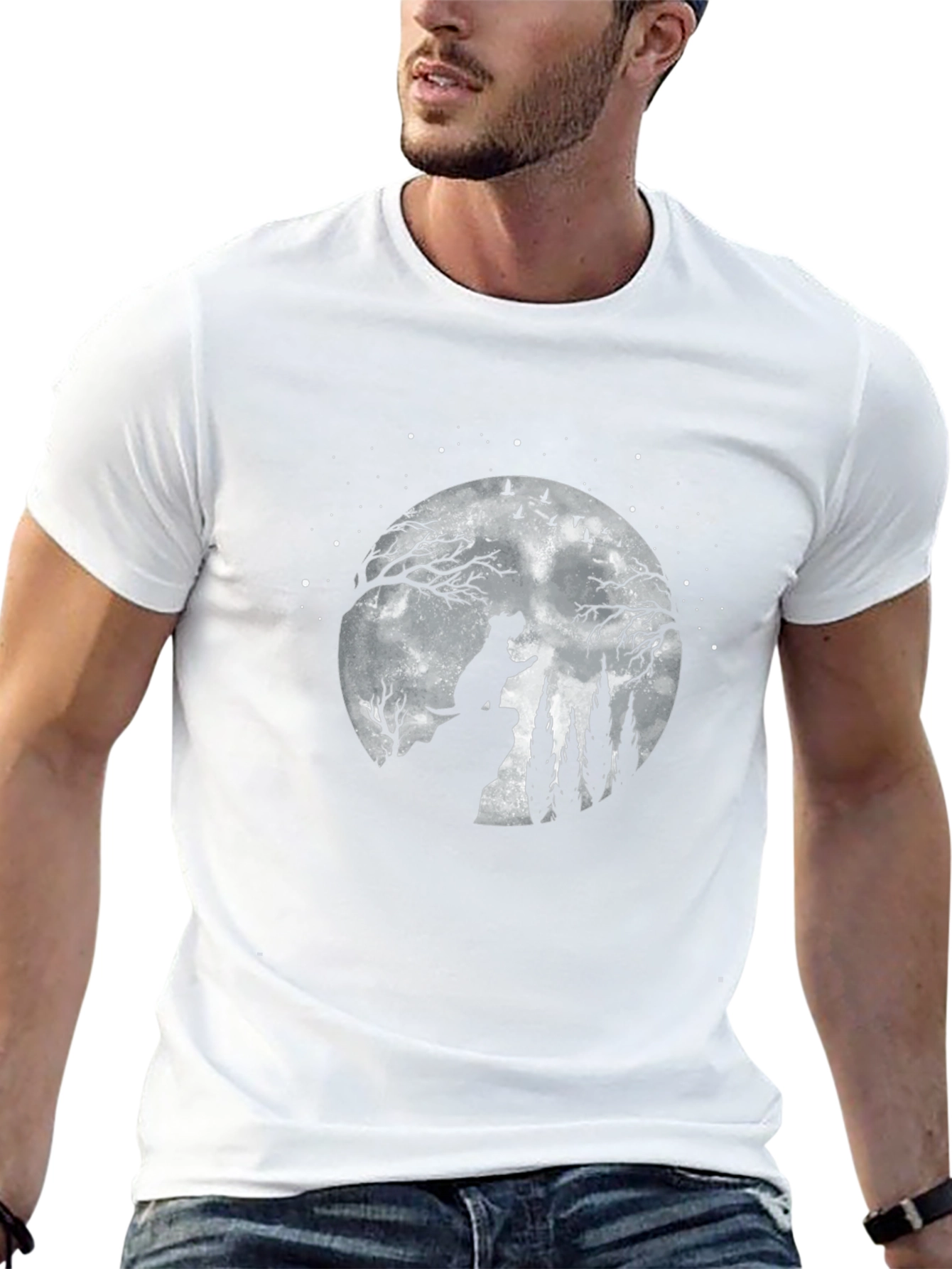 Dog Howling at Moon T-Shirt