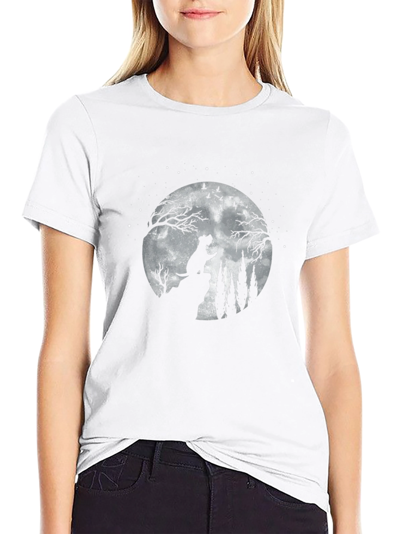 Dog Howling at Moon T-Shirt