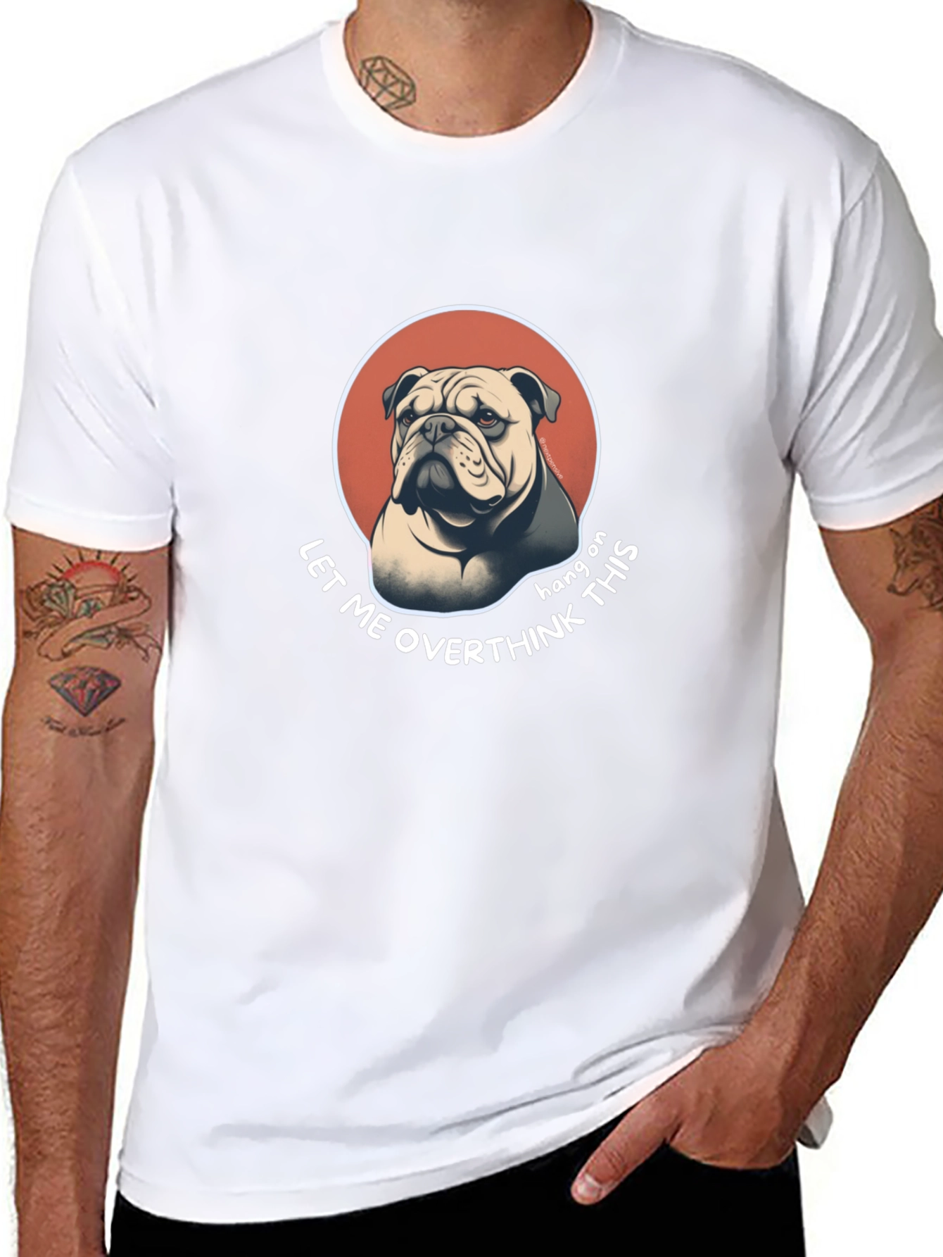 Bulldog Overthinking T-Shirt - Funny Graphic Tee