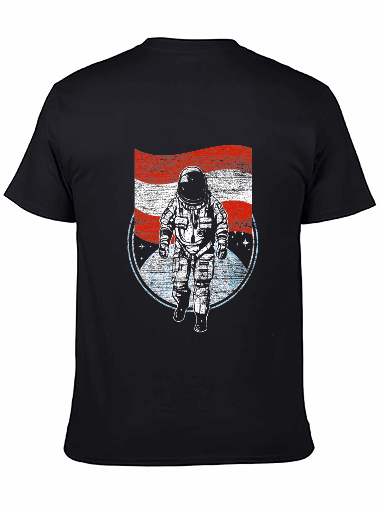 Astronaut USA Flag Graphic T-Shirt - Black
