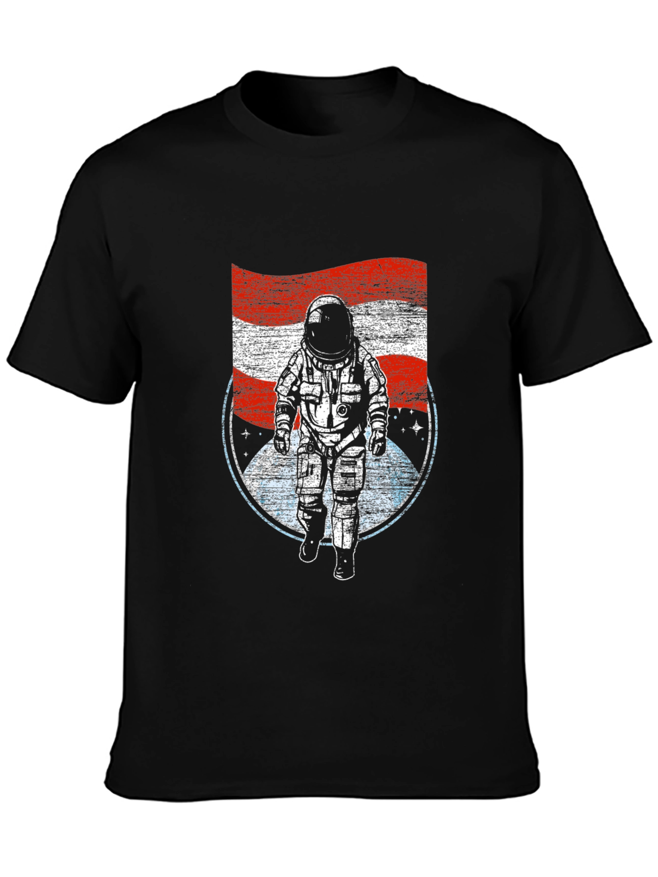 Astronaut USA Flag Graphic T-Shirt - Black