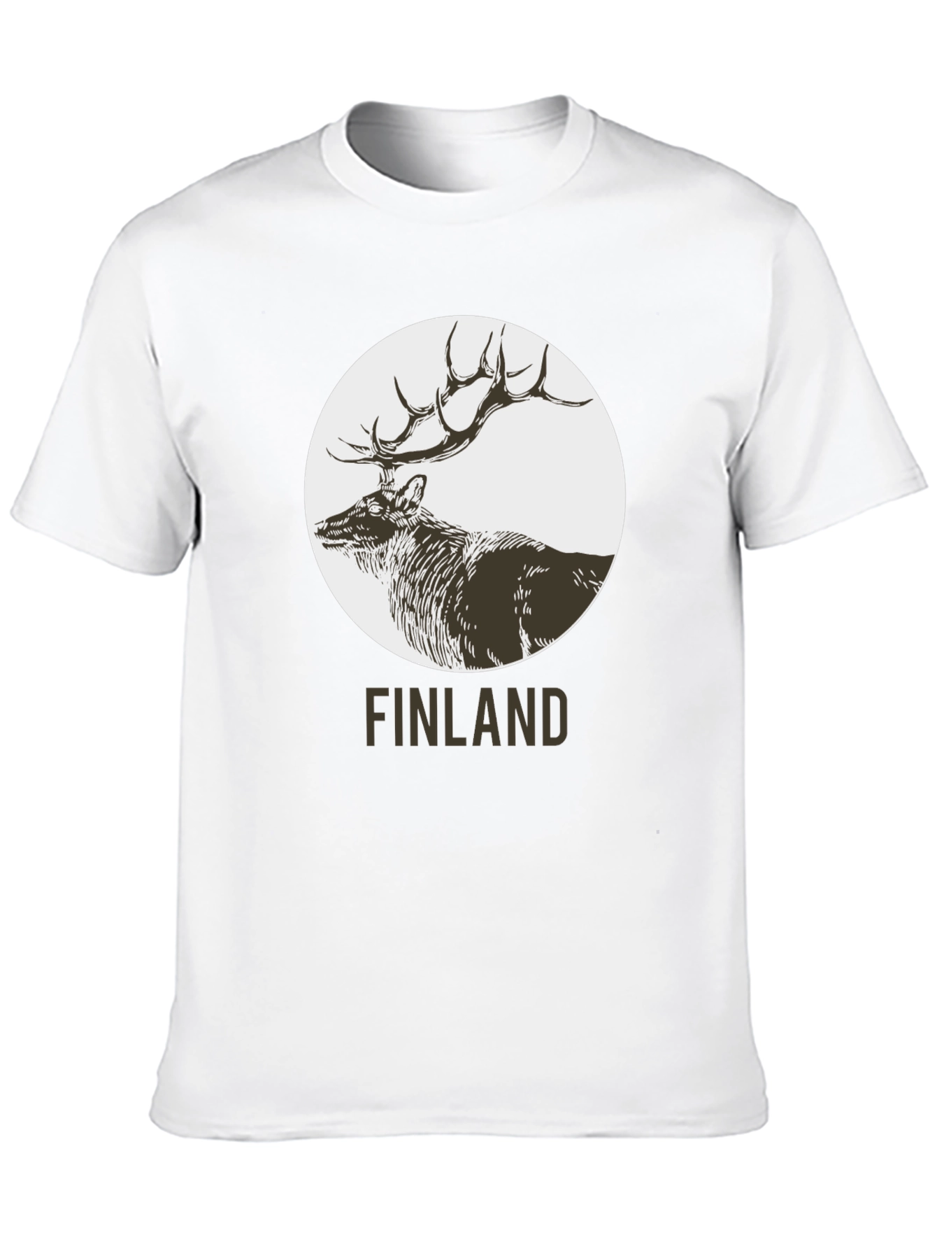 Finland Deer Graphic Print Black T-Shirt
