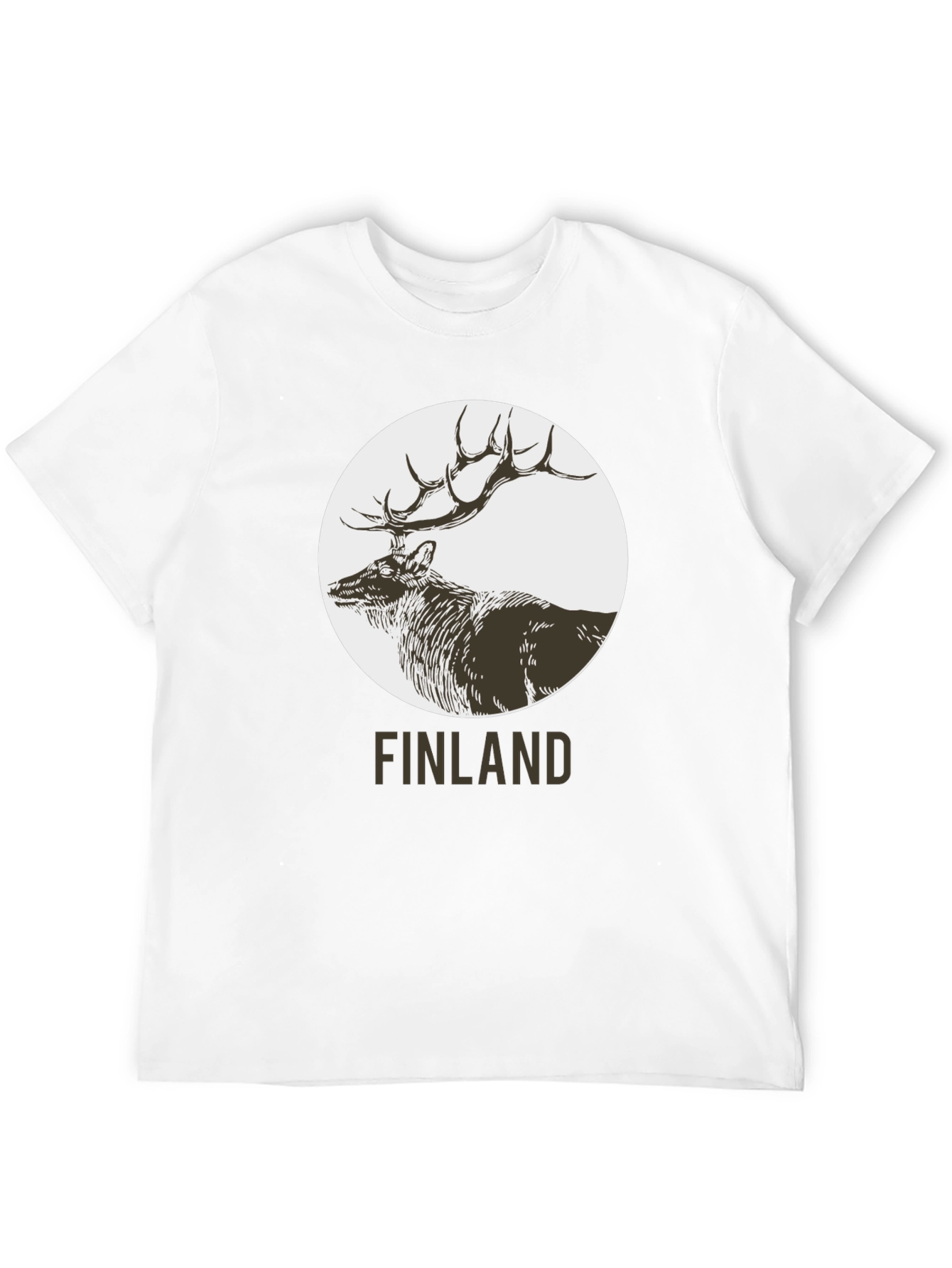 Finland Deer Graphic Print Black T-Shirt