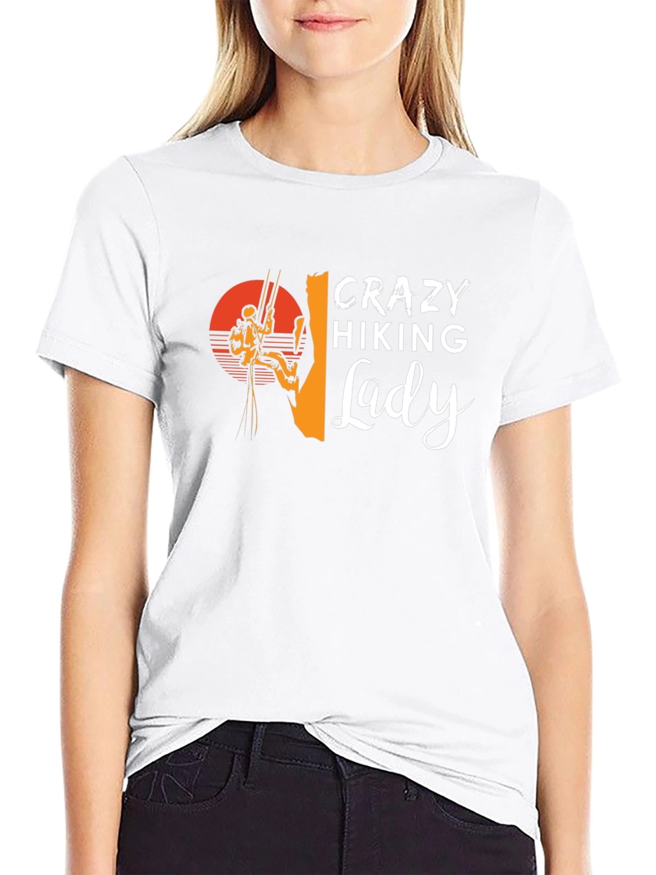 Crazy Hiking Lady Graphic T-Shirt