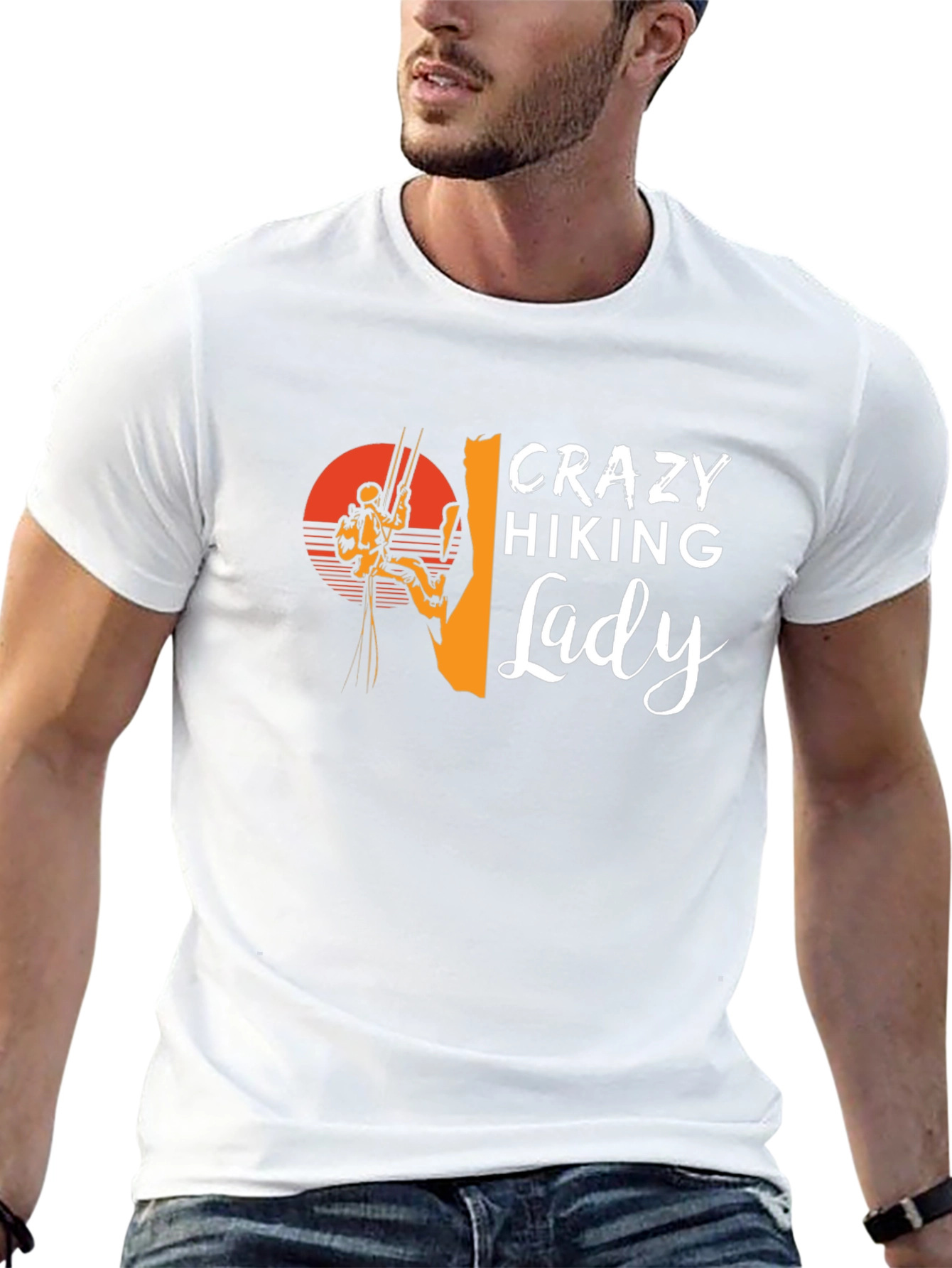 Crazy Hiking Lady Graphic T-Shirt