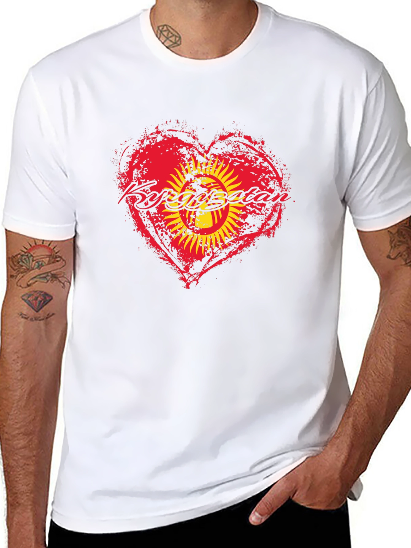 Kyrgyzstan Flag Heart T-Shirt