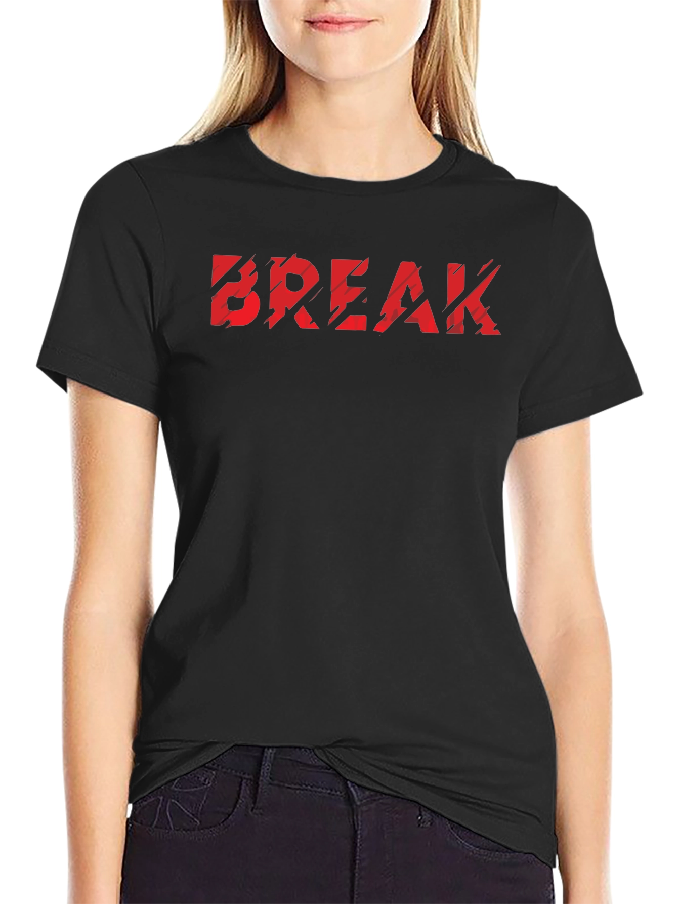 Edgy Break Slogan Black T-Shirt