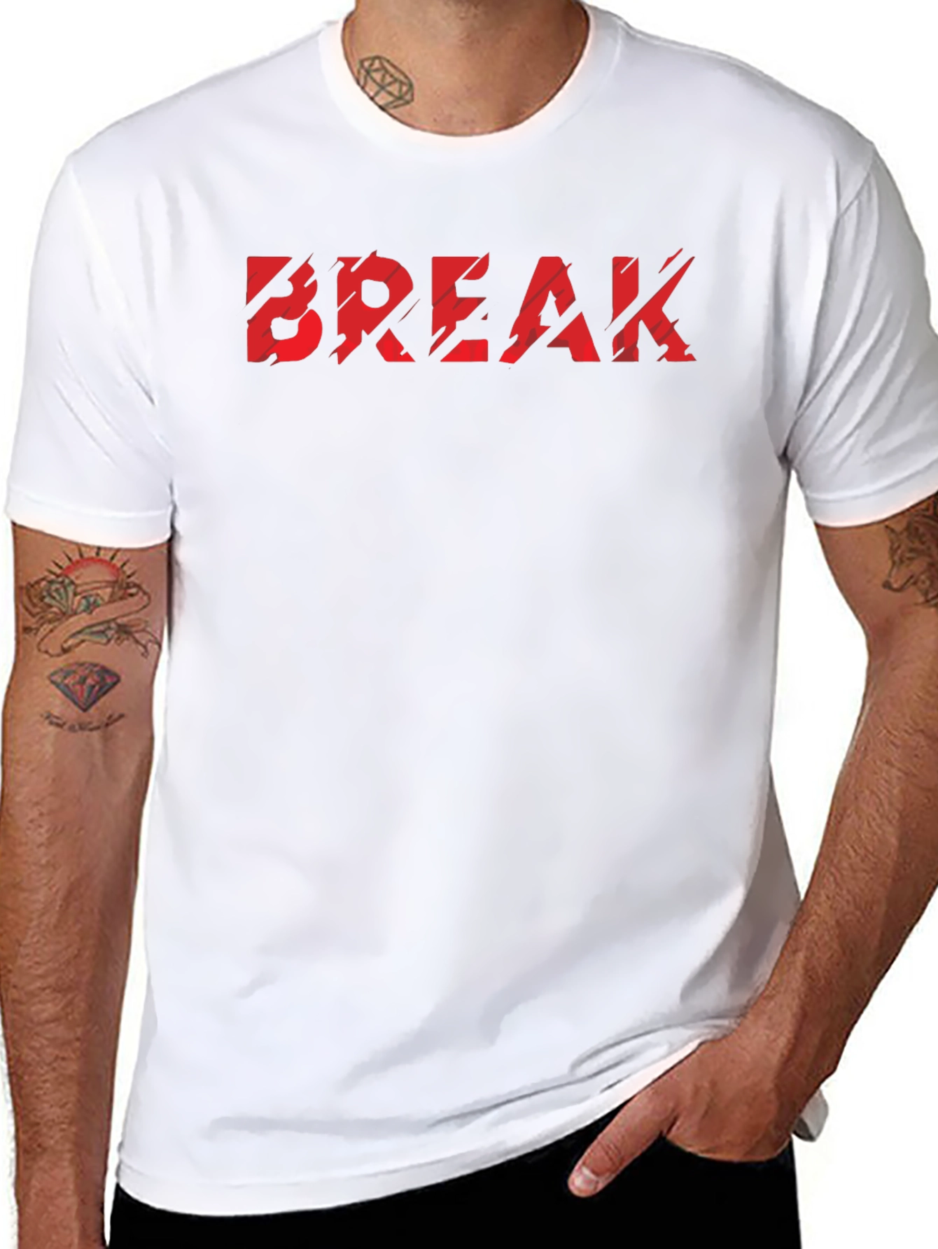 Edgy Break Slogan Black T-Shirt