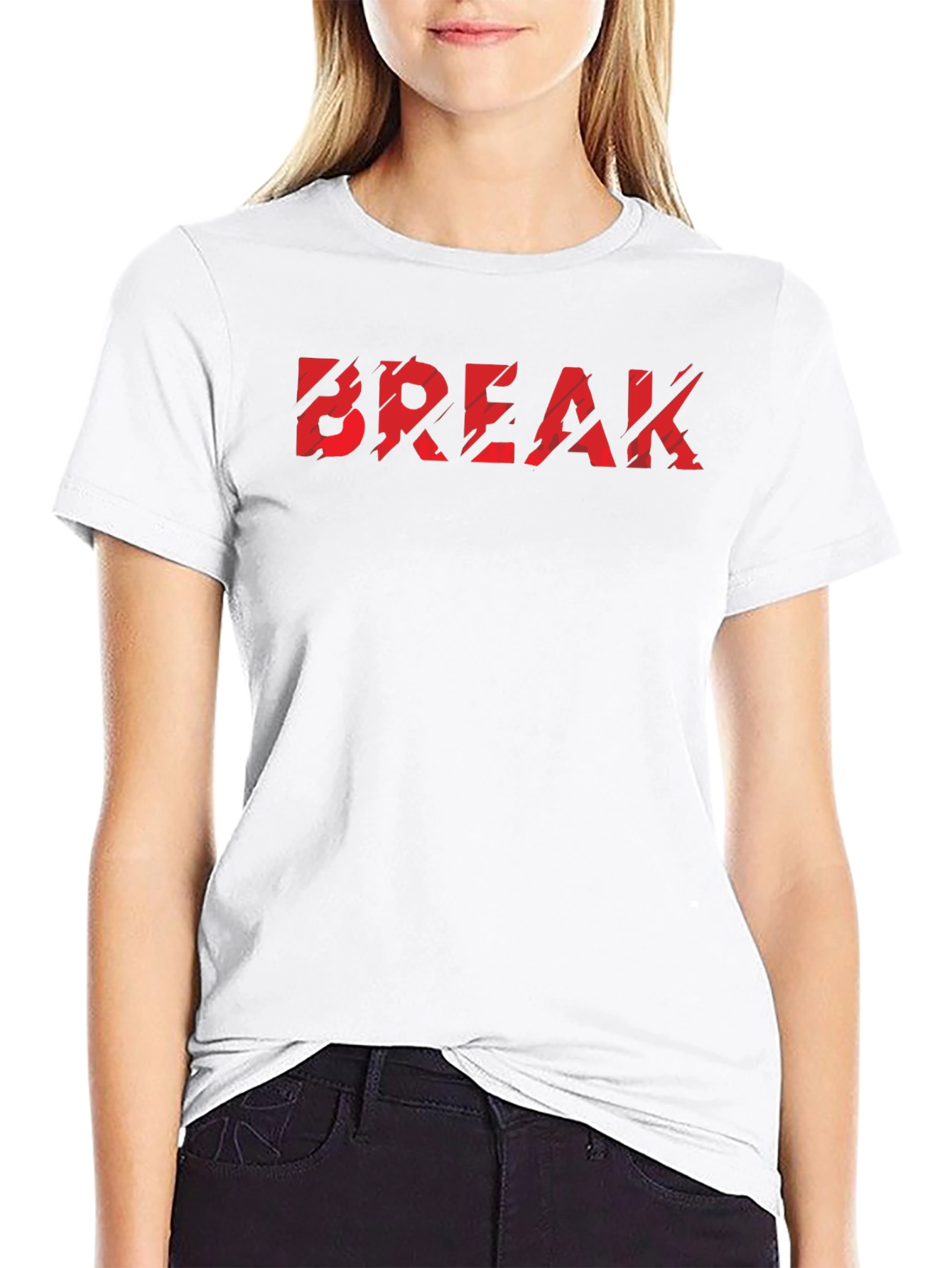 Edgy Break Slogan Black T-Shirt
